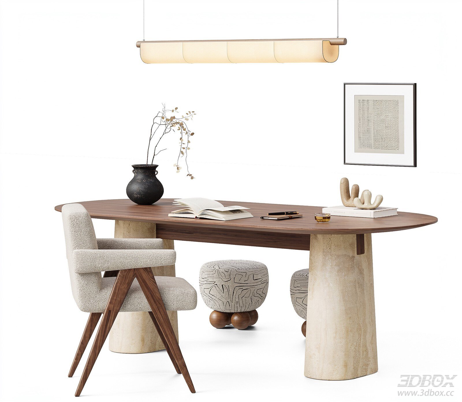 Modern Desk and Chair 3D Model