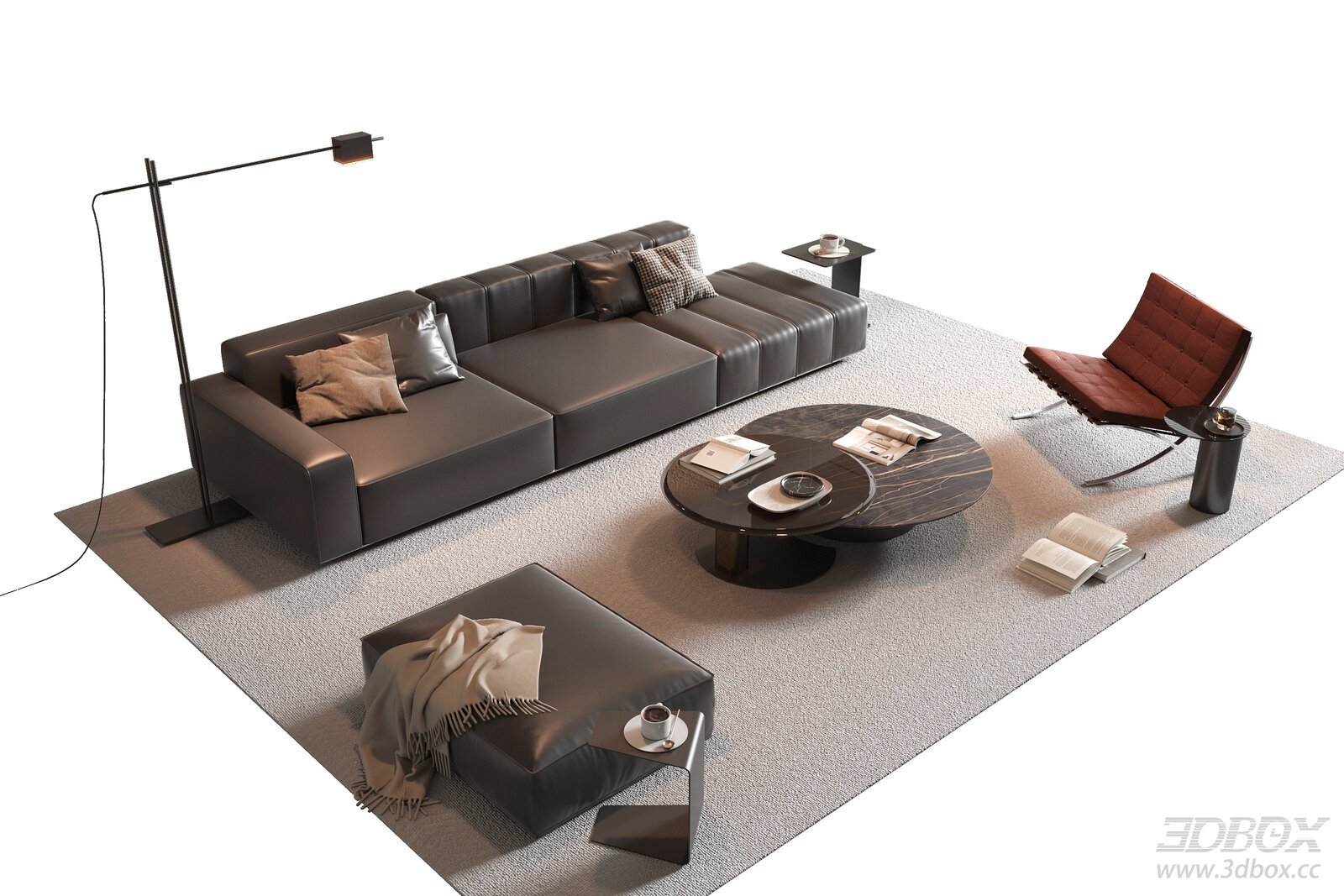 Modern Living Room Furniture Set 3D Model