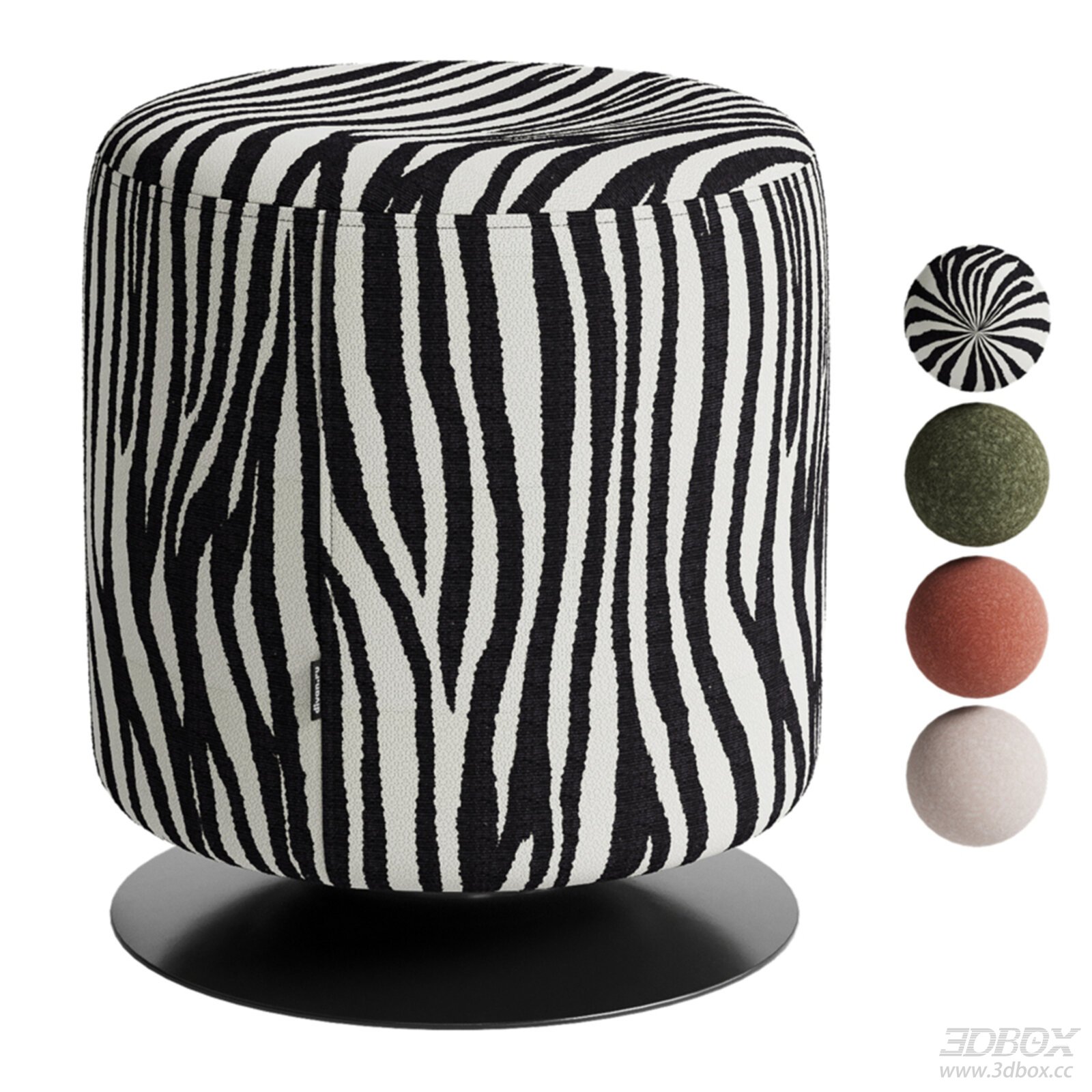 Modern Zebra - Patterned Stool 3D Model
