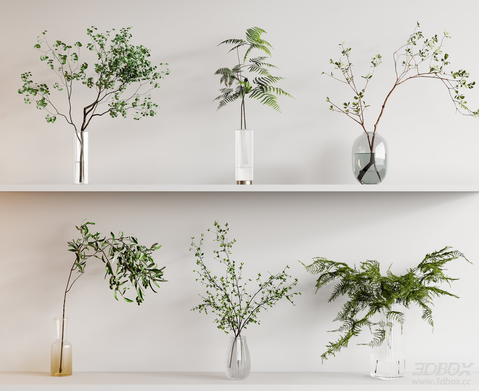 Modern Vase with Plants 3D Model
