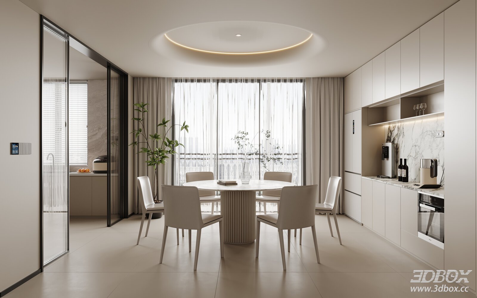 Modern Kitchen - Dining Room 3D Model