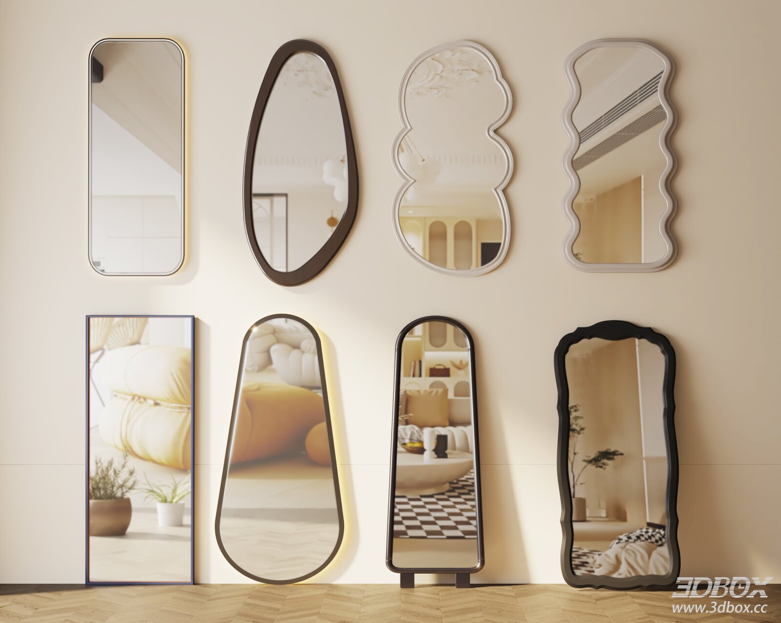 Set of Decorative Mirrors for Interior