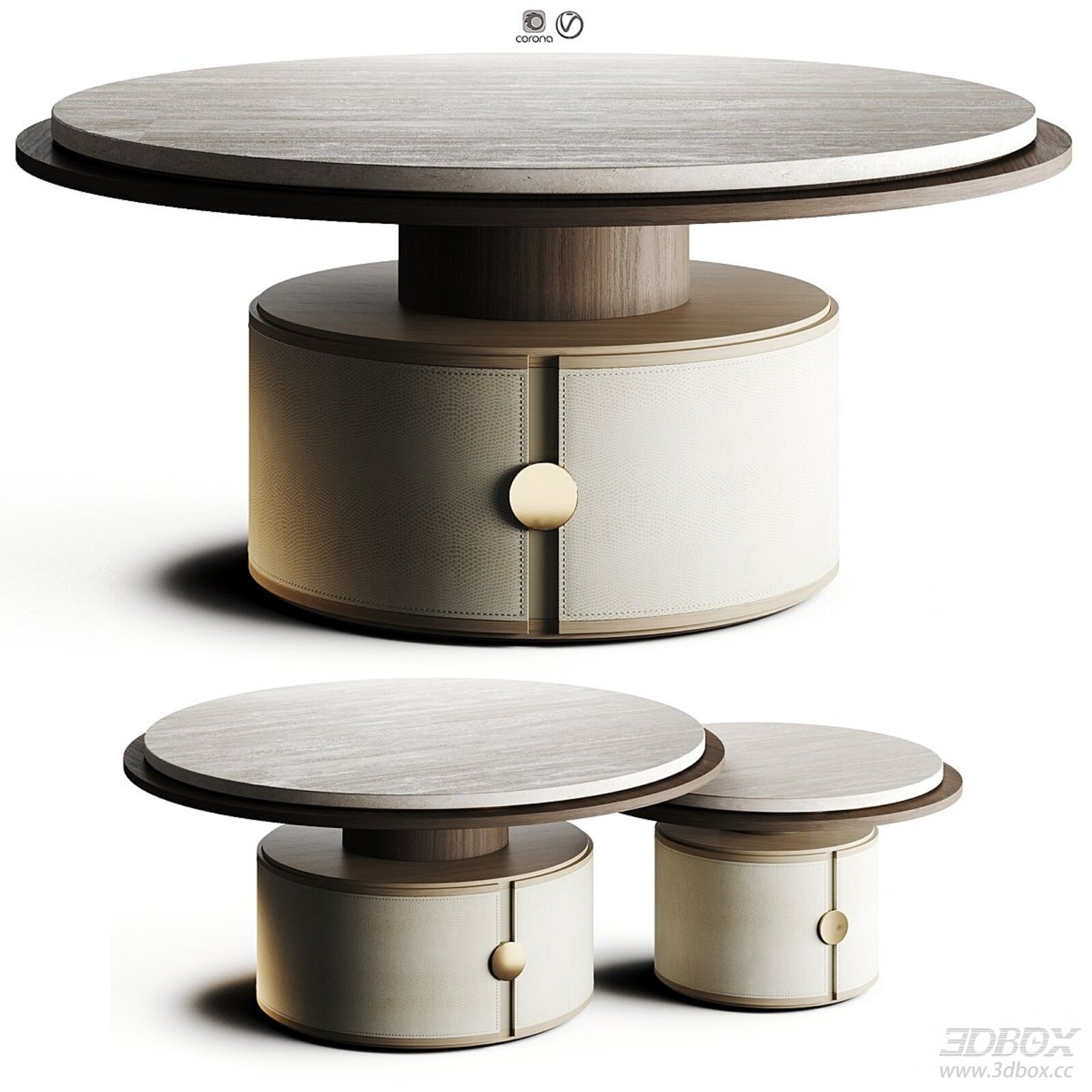 Modern Round Coffee Table with Storage