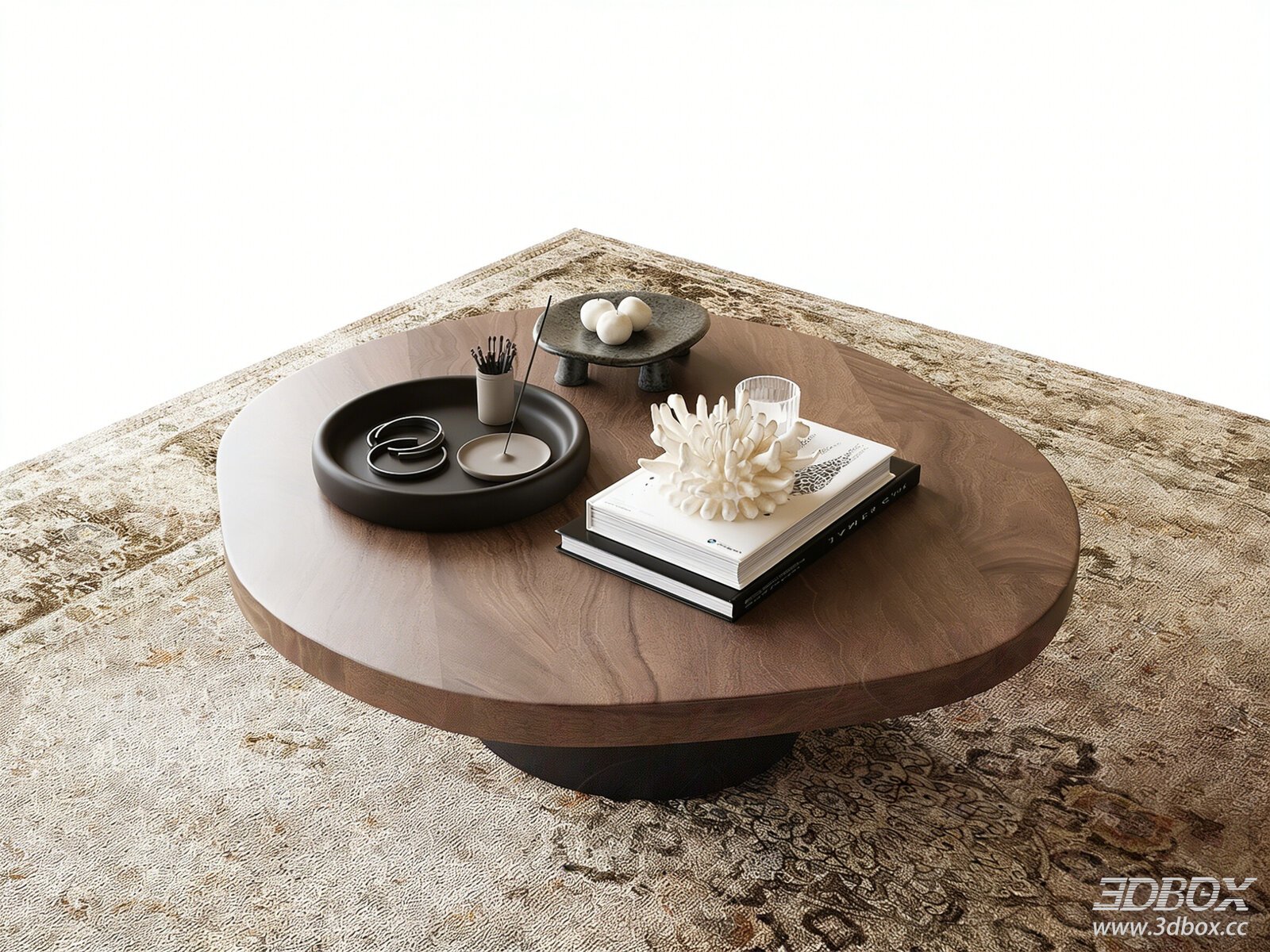 Modern Round Coffee Table with Decor