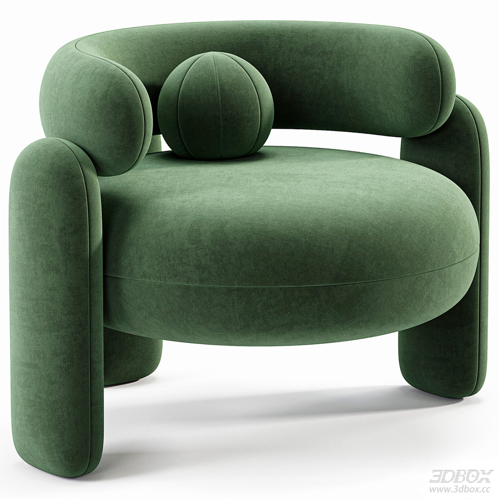 Modern Green Fabric Armchair with Pillow