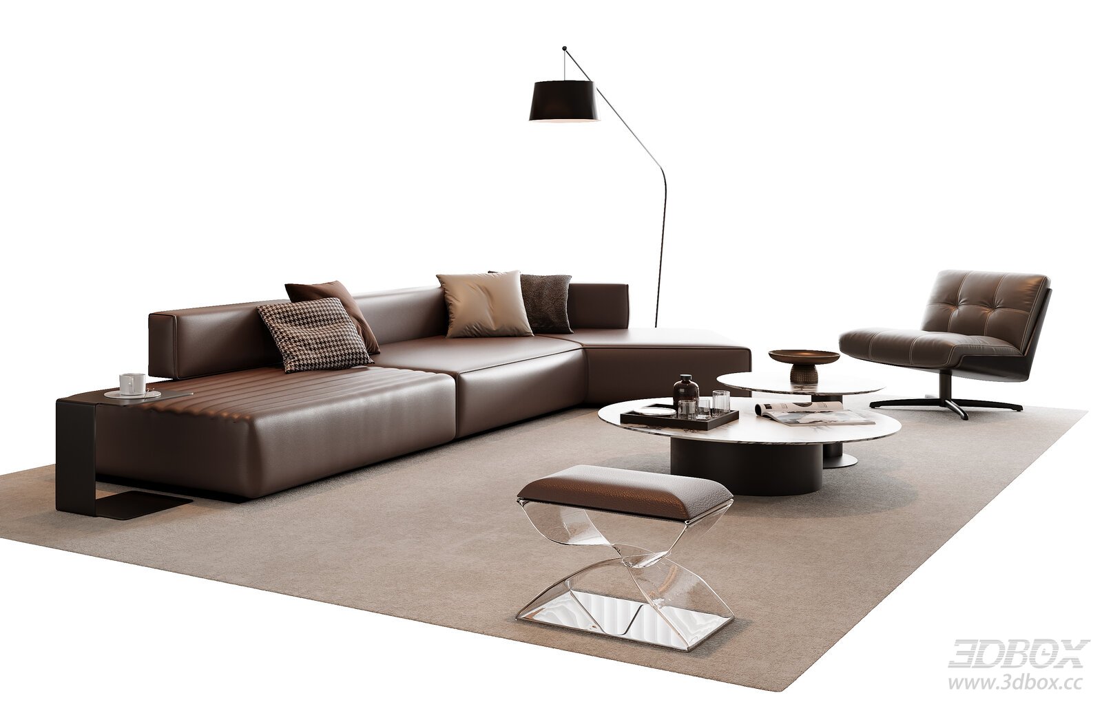 Modern Leather Sofa Set in Living Room
