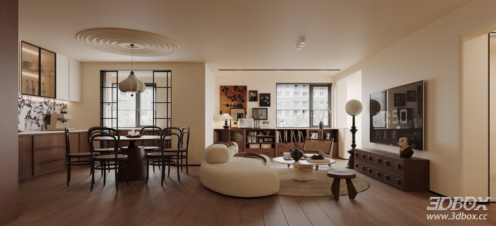 Modern Living and Dining Room Interior