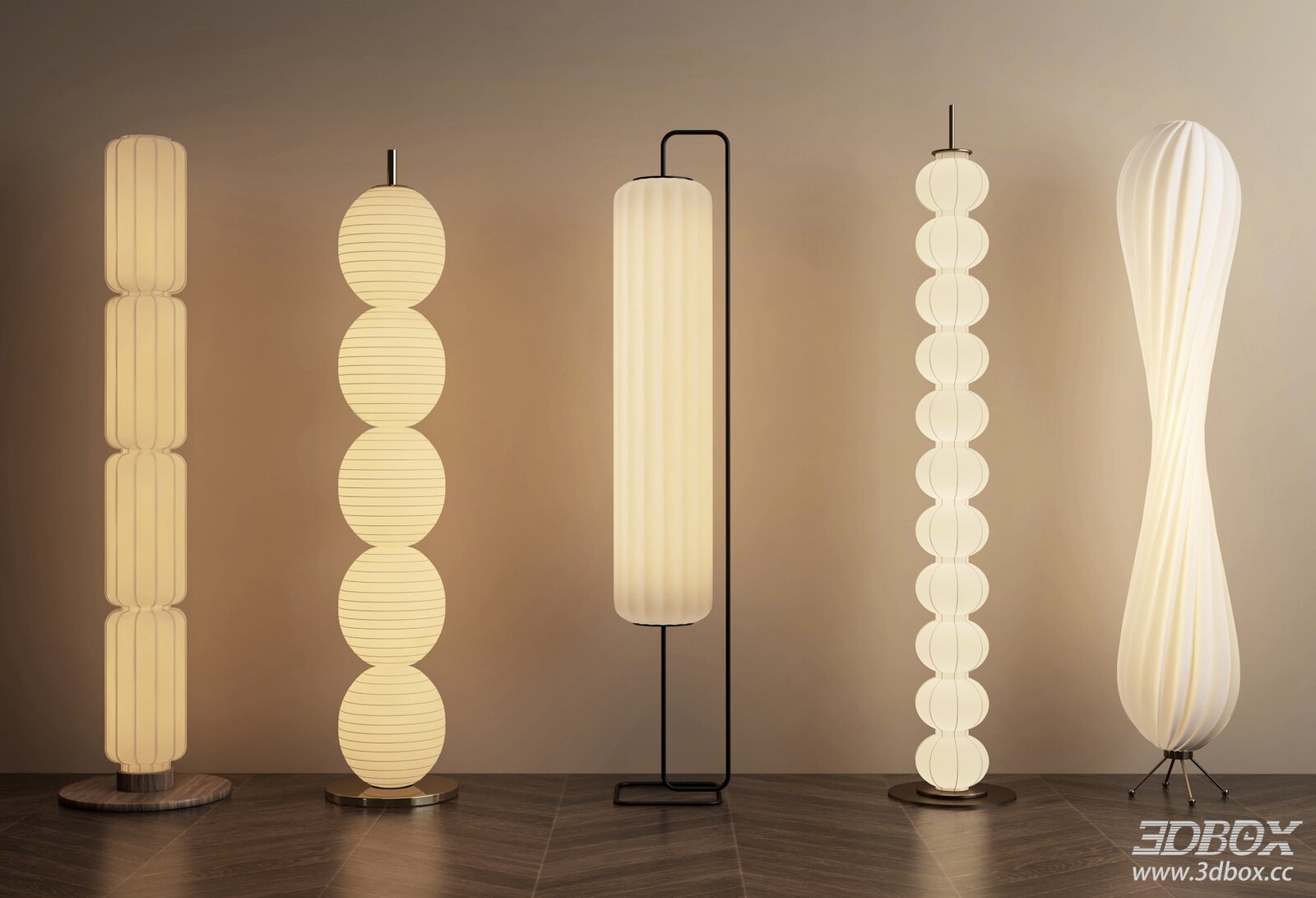 Modern Fabric Floor Lamps Set