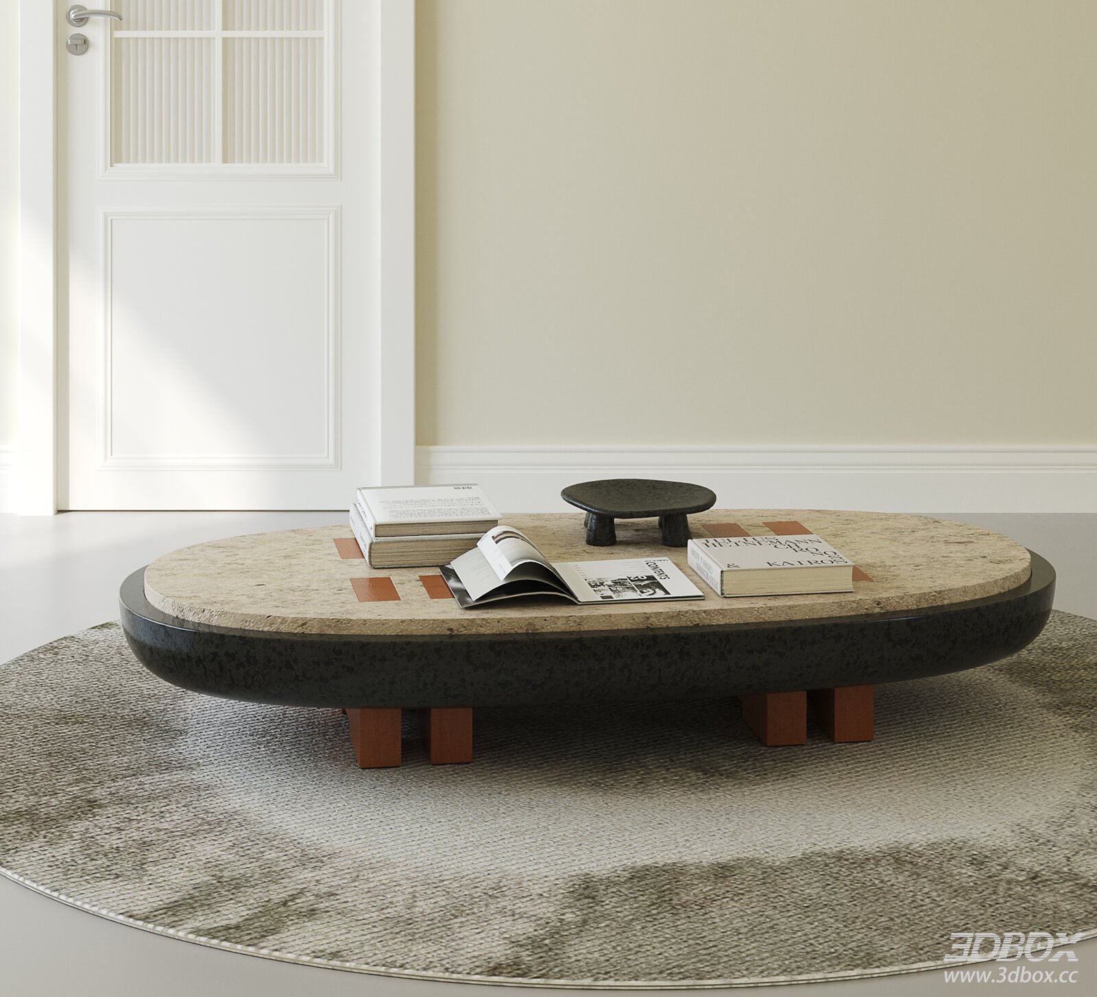 Modern Oval Coffee Table with Books