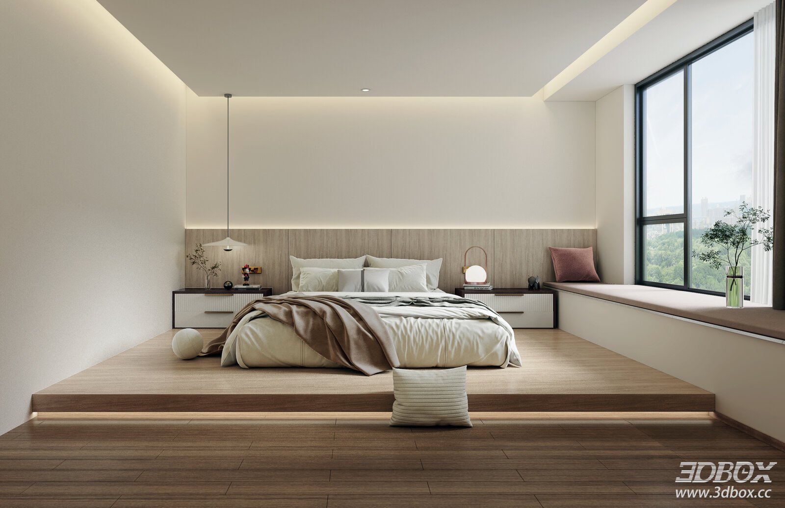 Modern Bedroom with Wooden Elements