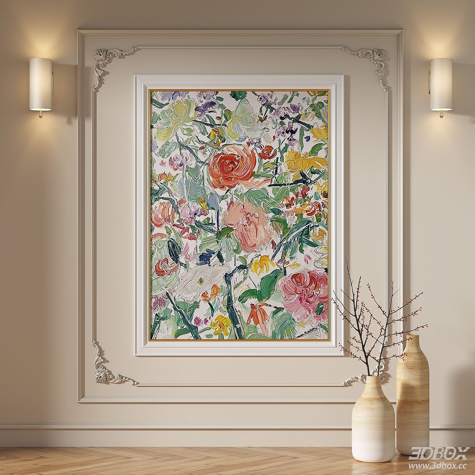 Modern Framed Painting with Vases