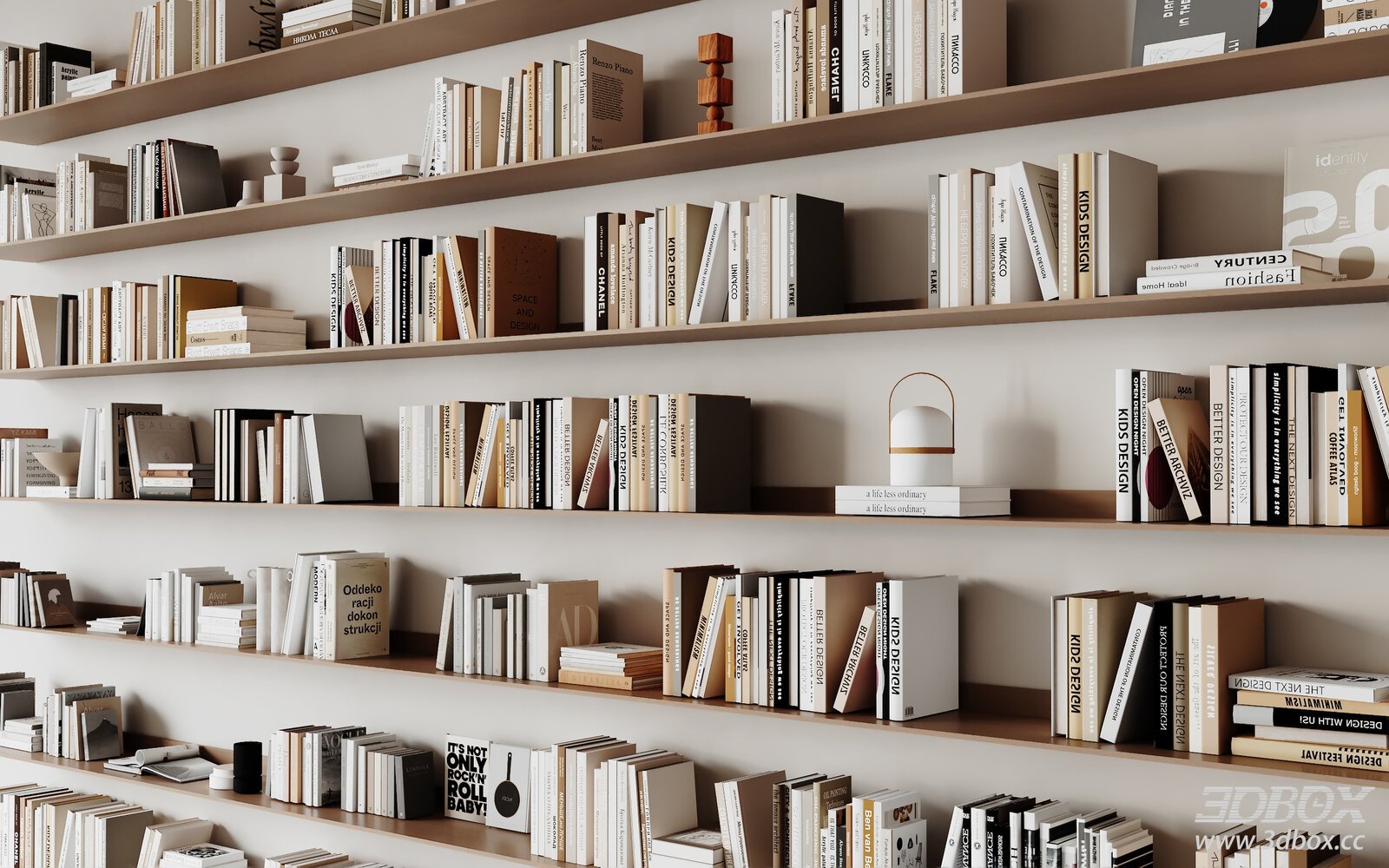 Modern Wooden Bookshelf with Books