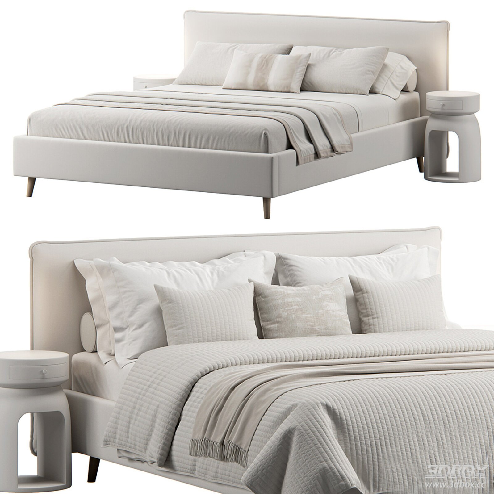 Modern Bedroom Bed with Bedside Tables