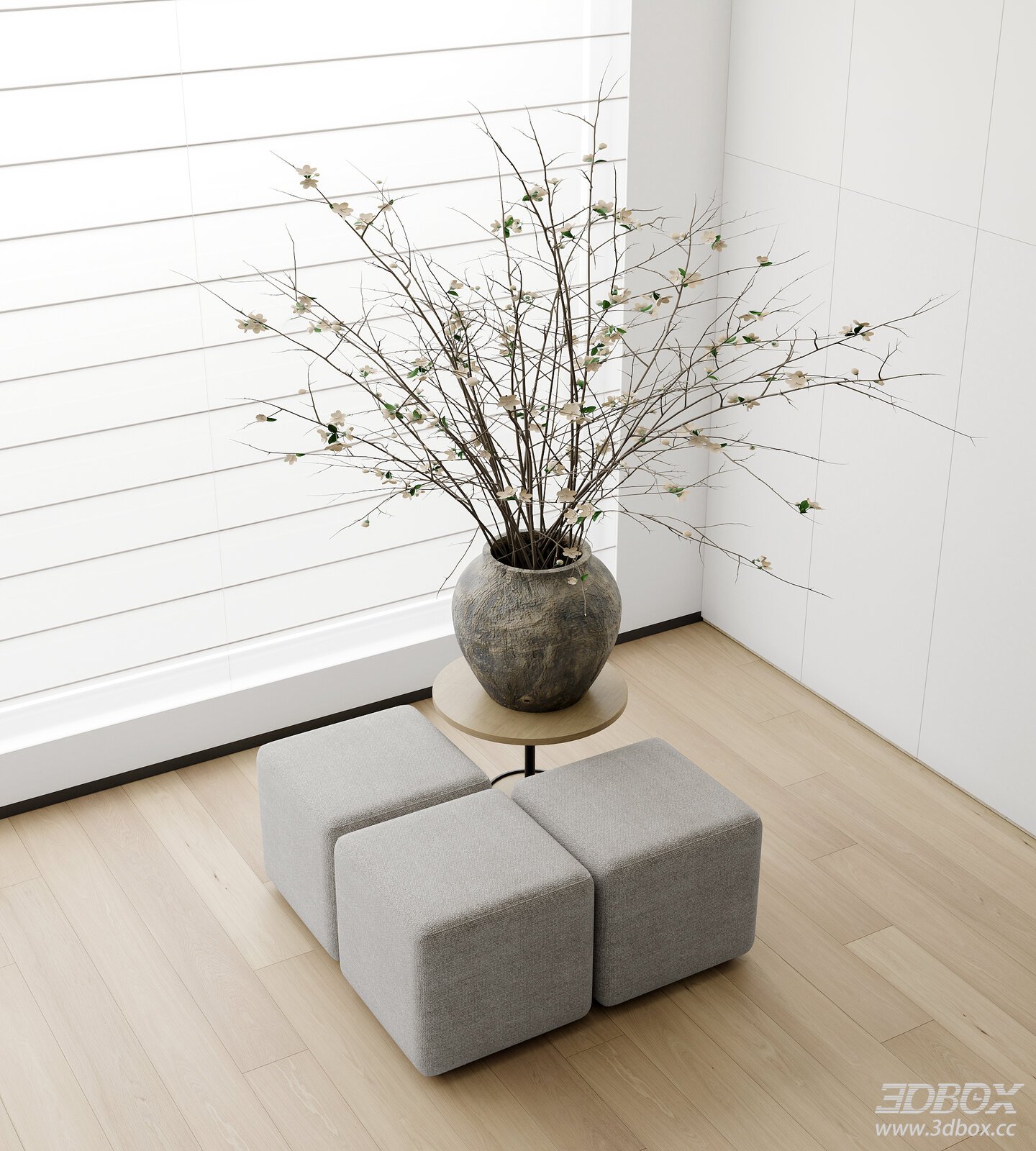 Modern Living Room Table with Vase and Plant