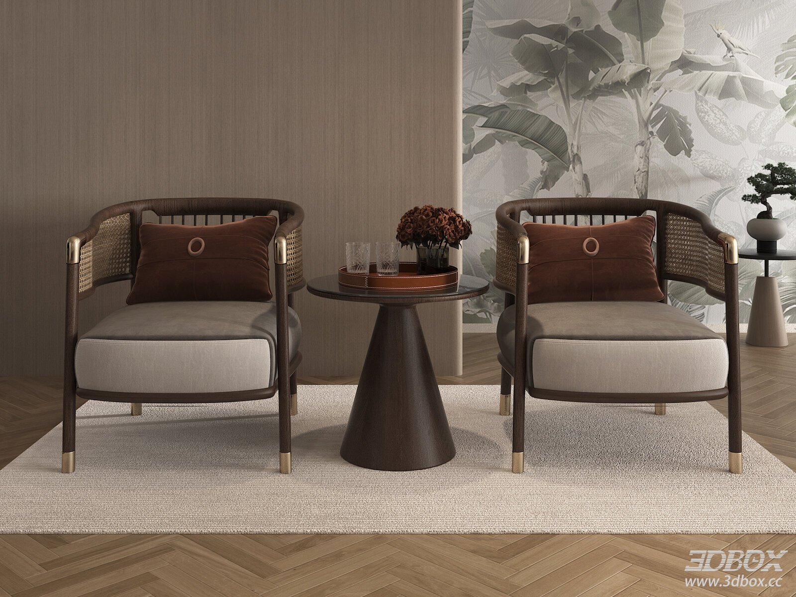 Modern Living Room Chairs and Side Table