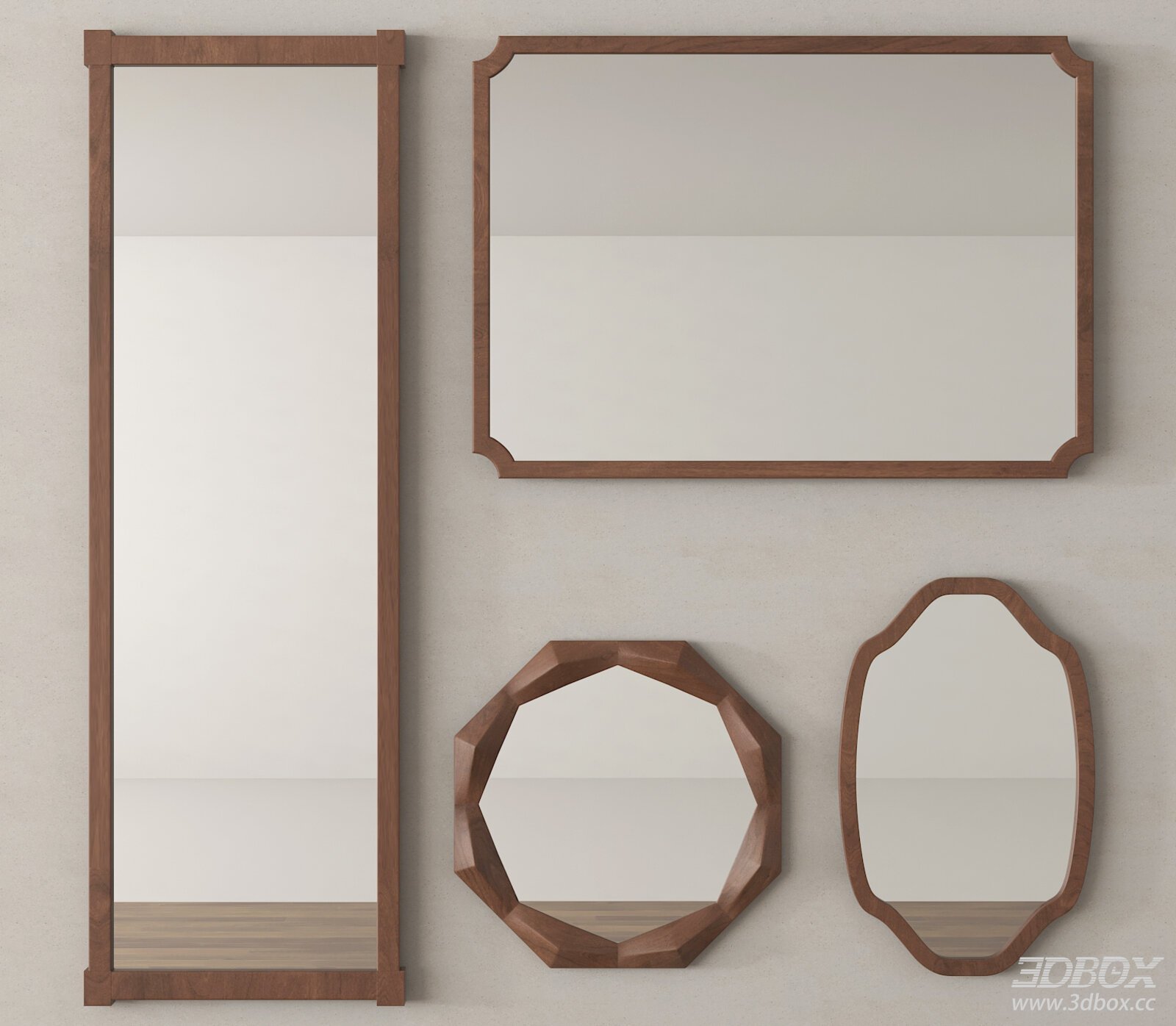 Modern Wooden Mirror Set