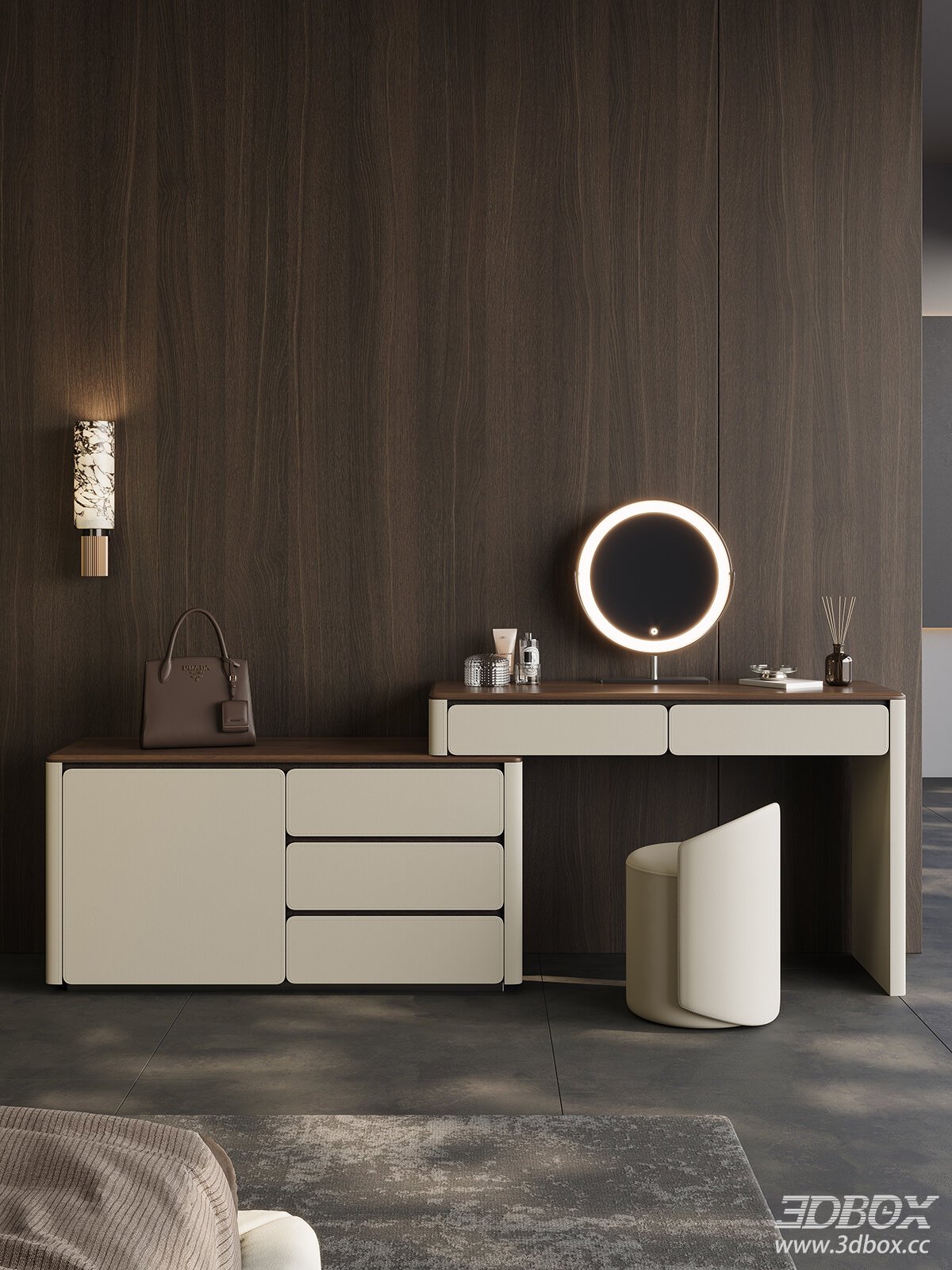 Modern Bedroom Cabinet and Mirror Setup
