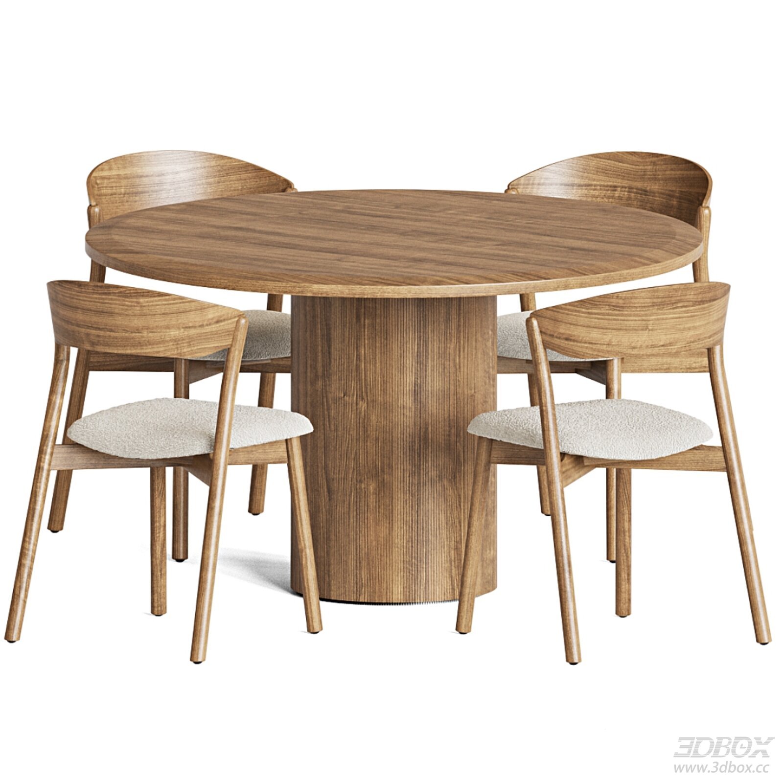 Round Wooden Dining Table with Chairs