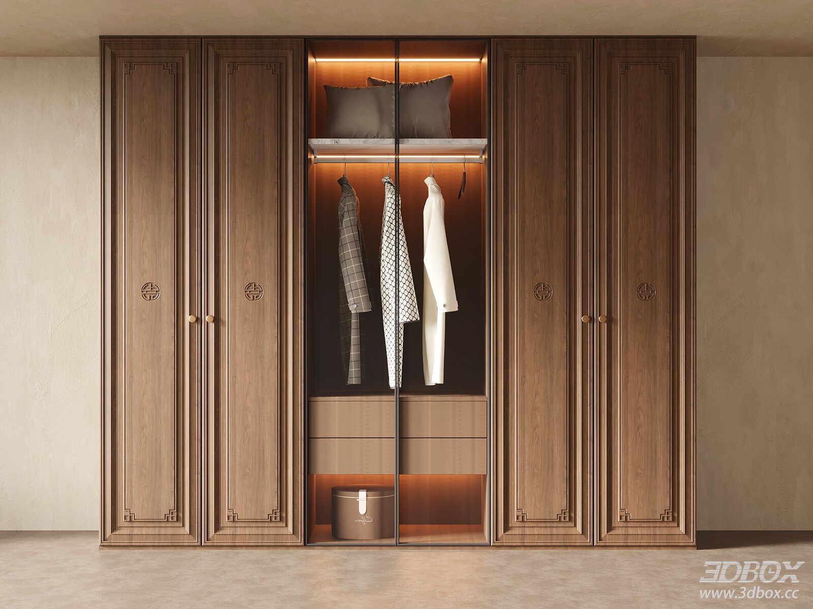 Wooden Wardrobe with Display Space