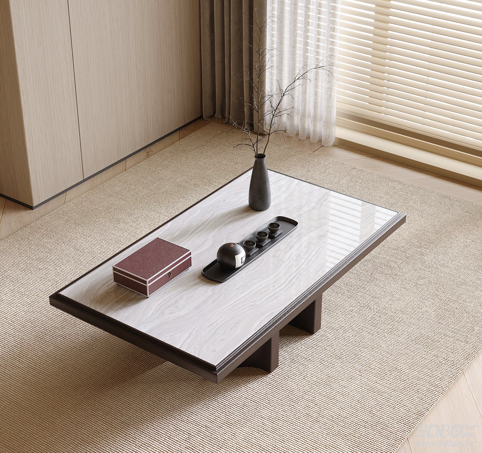 Modern Marble Coffee Table with Decor