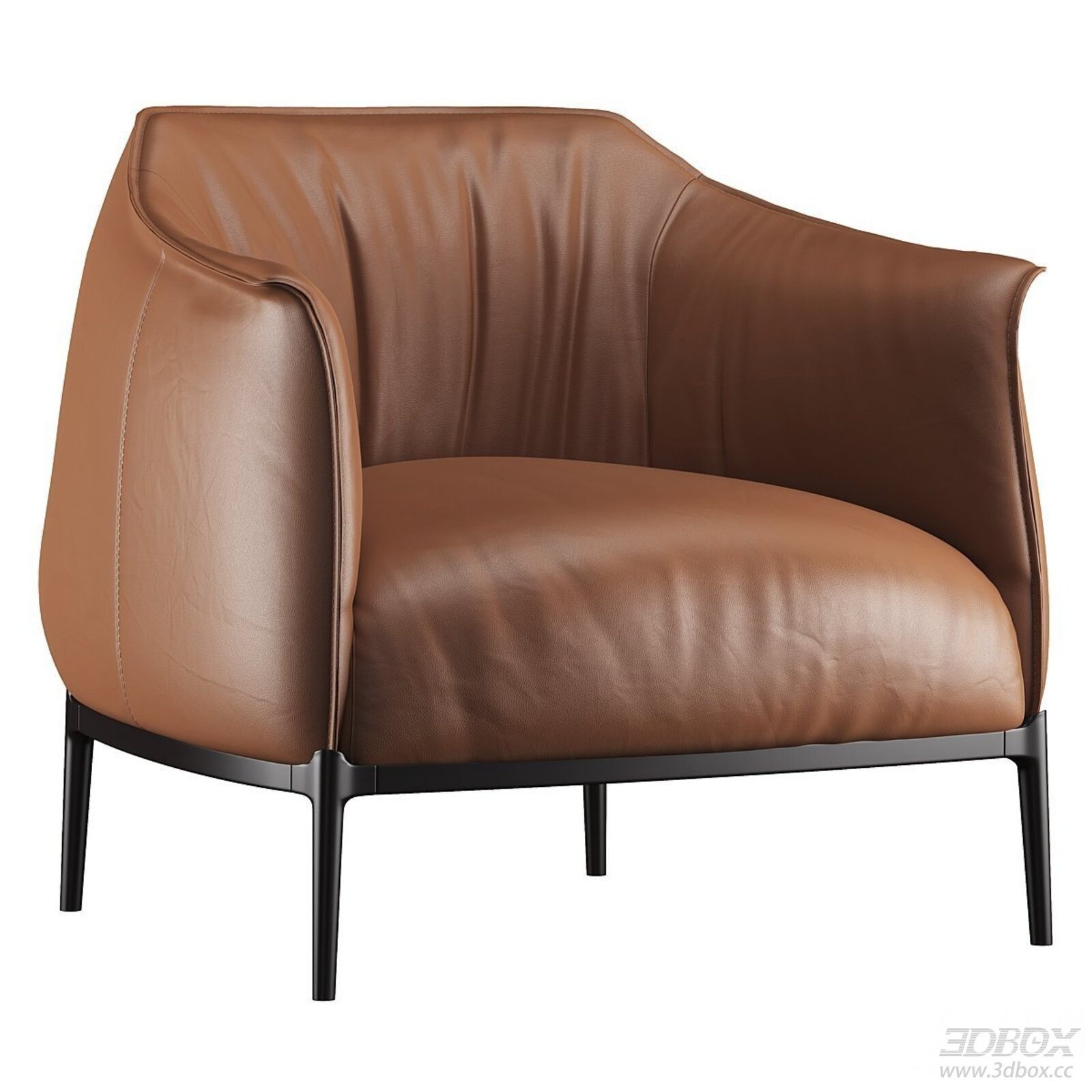 Modern Leather Armchair with Metal Legs