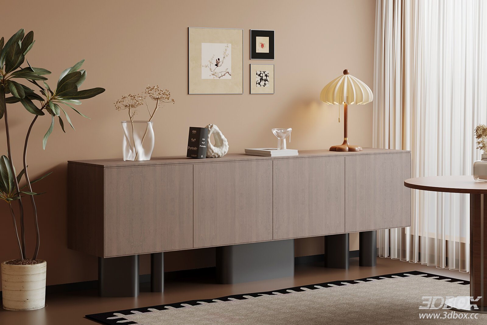 Modern Living Room Cabinet with Decor