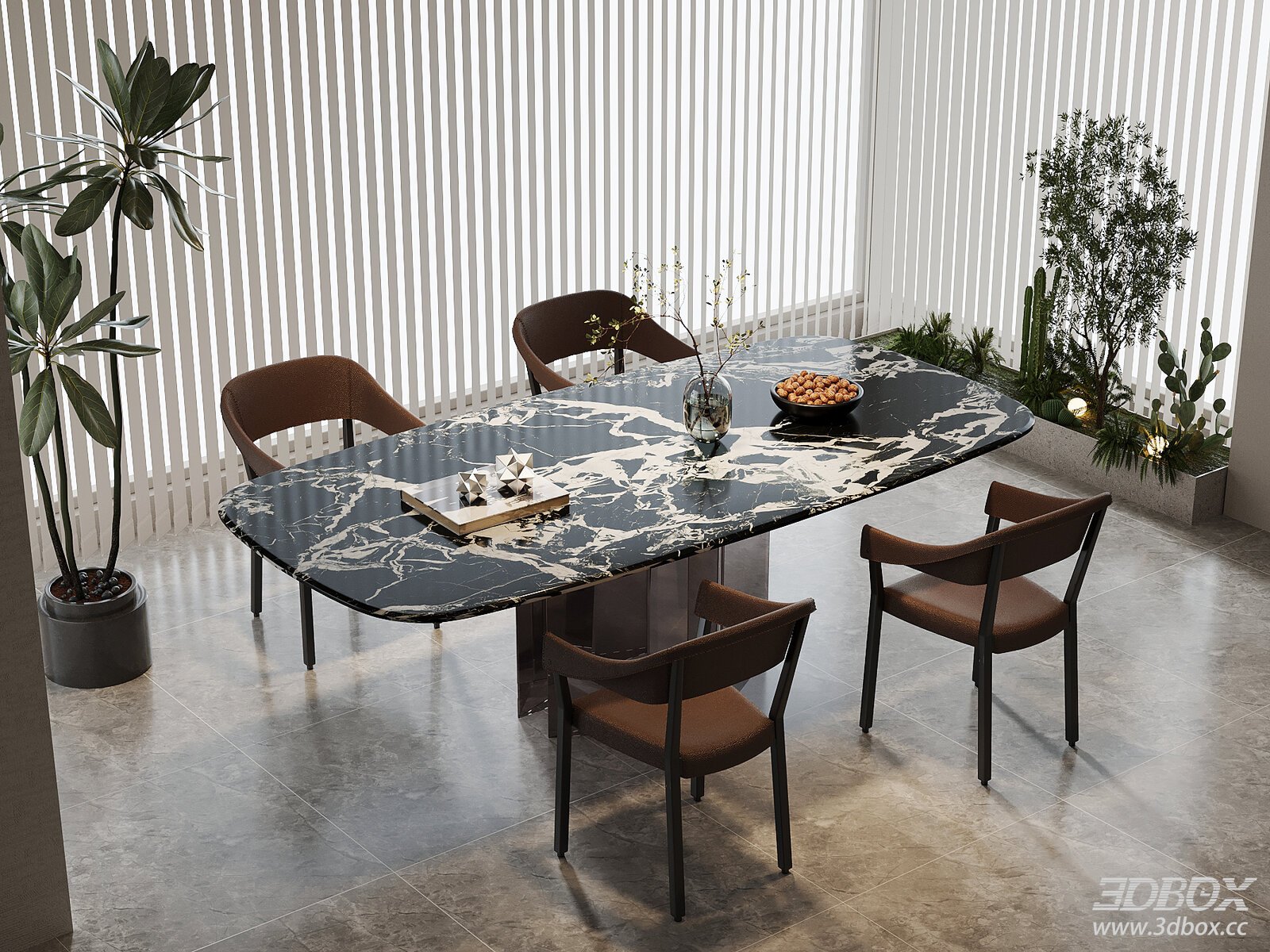 Modern Marble Dining Table with Chairs