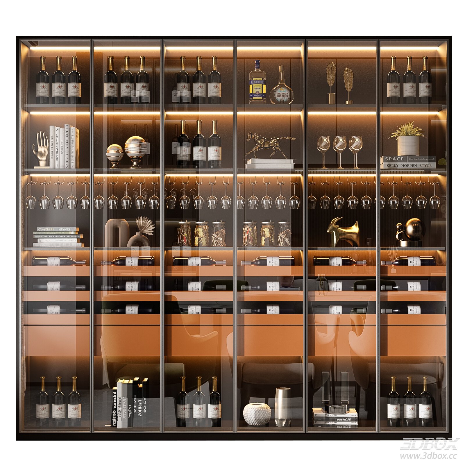 Modern Wine Cabinet with Decorative Items