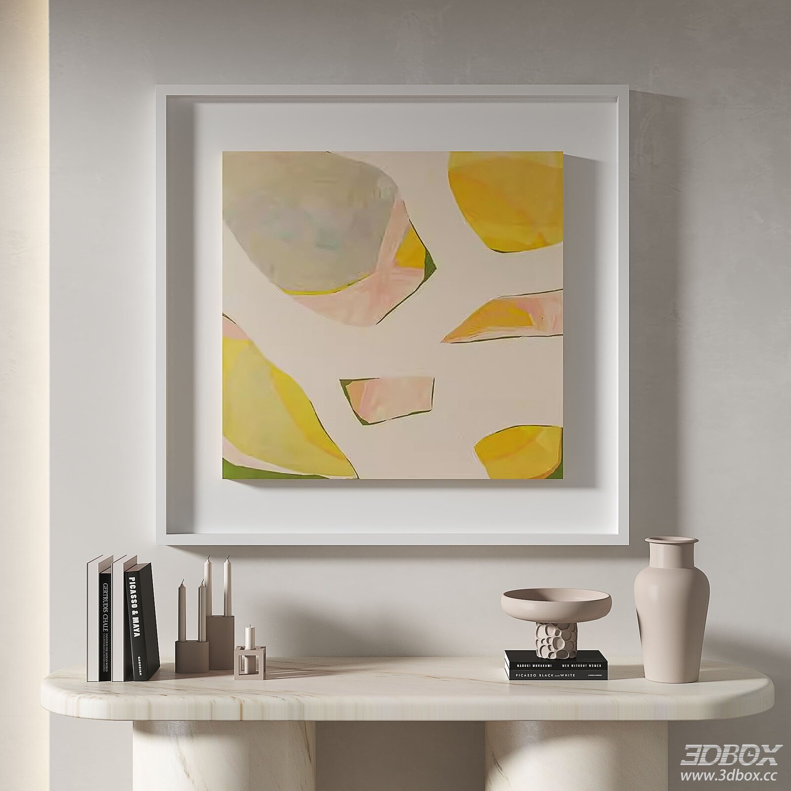 Modern Framed Painting with Table Decor
