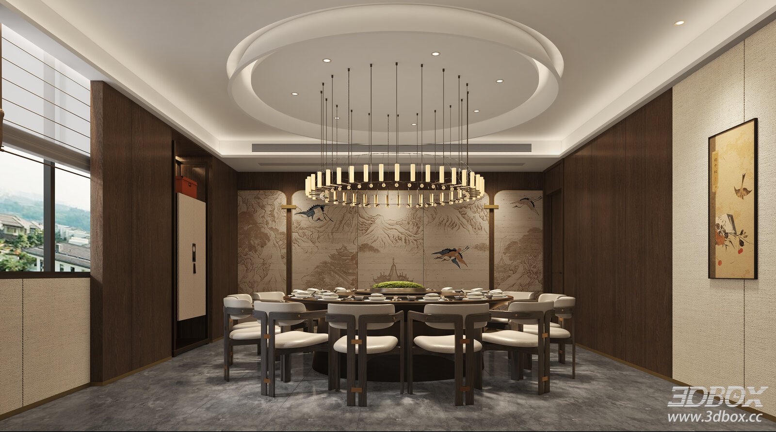 Modern Dining Room Interior with Furniture