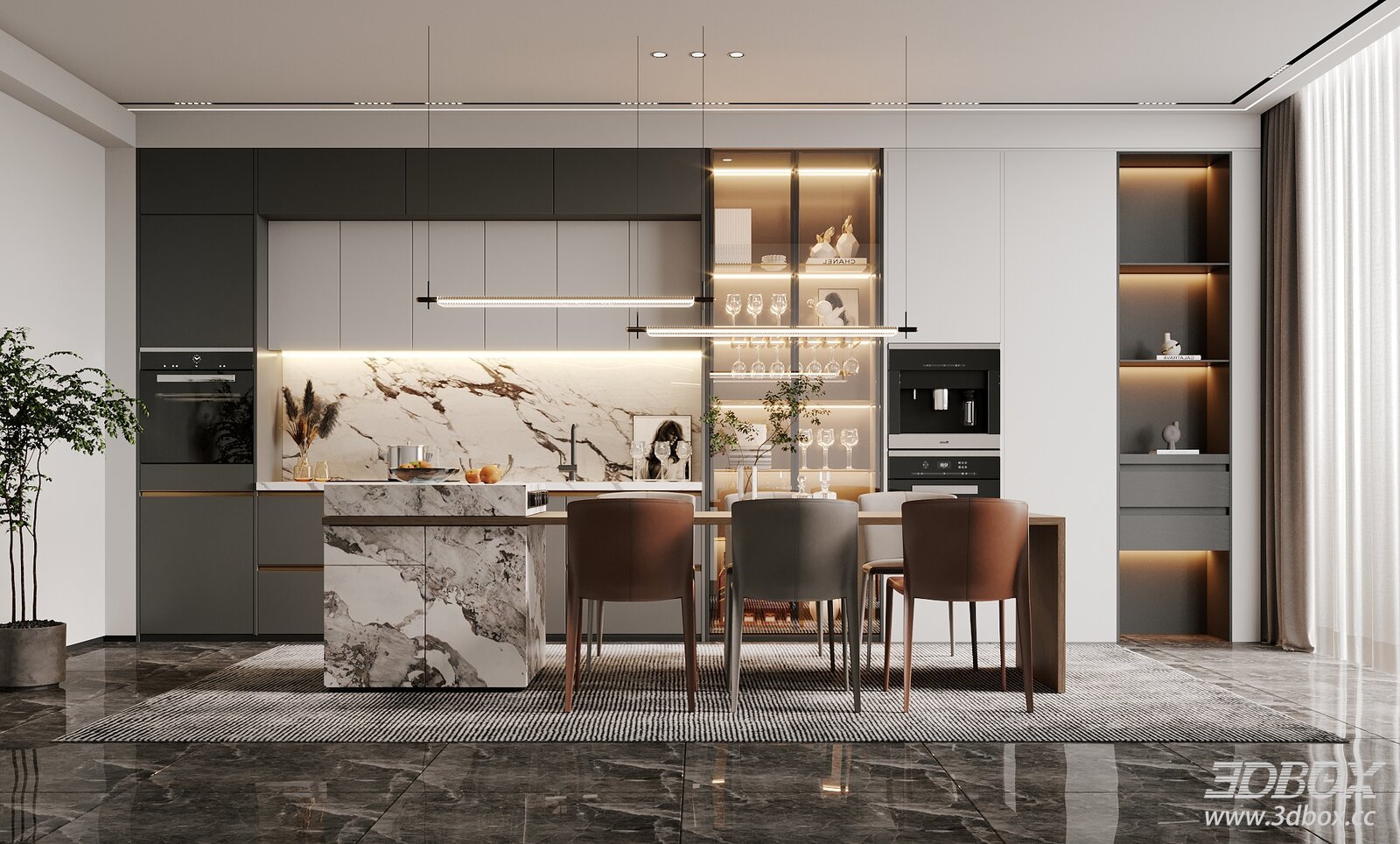 Modern Kitchen and Dining Room Interior