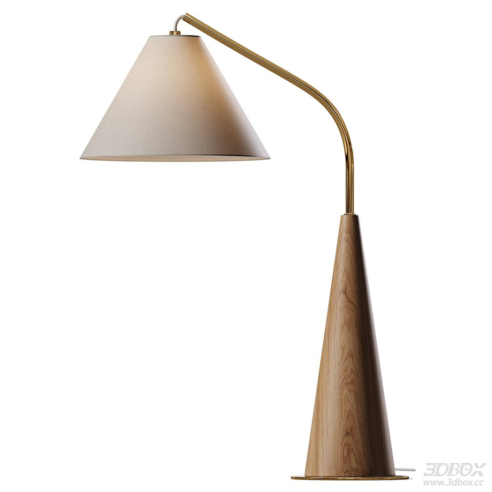 Modern Floor Lamp with Wooden Base and Fabric Shade
