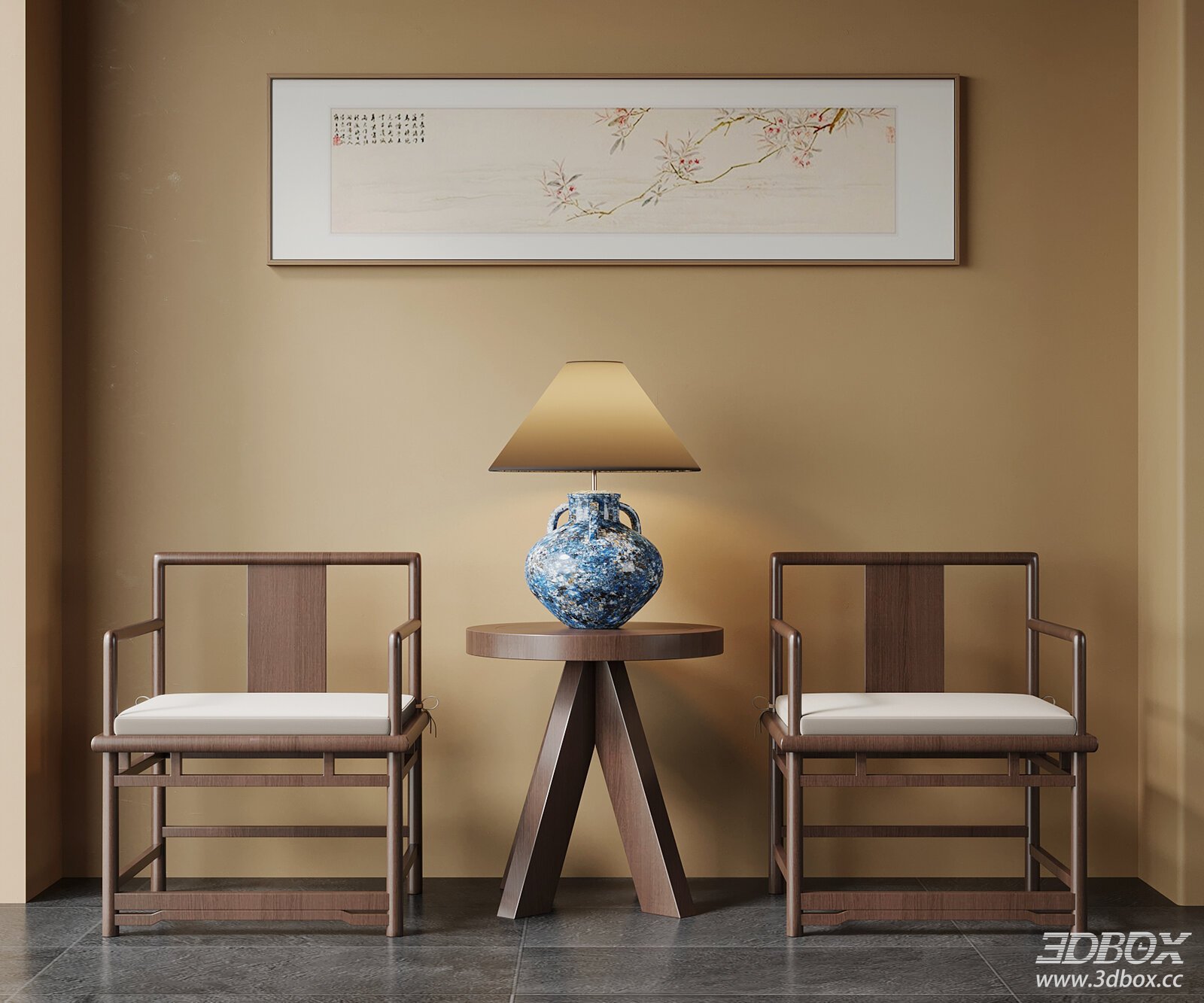 Modern Chair Table and Vase Setup