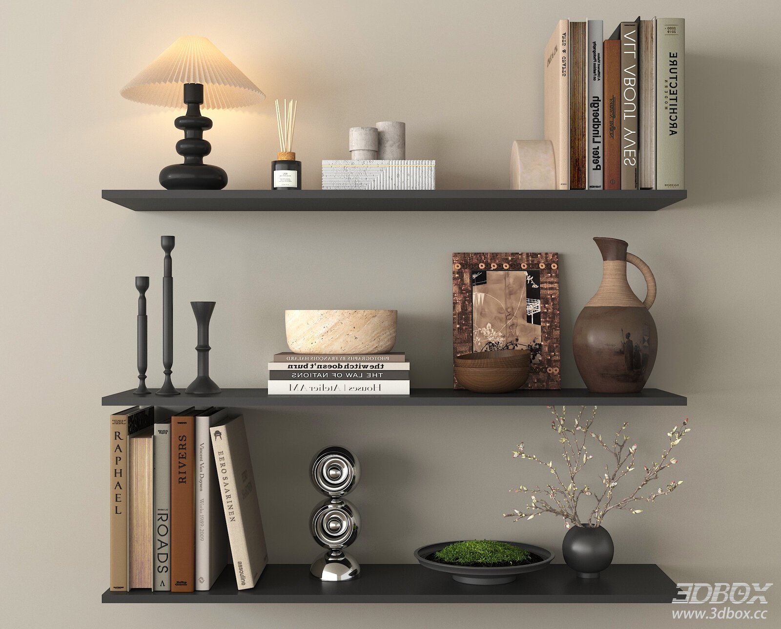 Modern Wall - mounted Shelf with Decorative Items