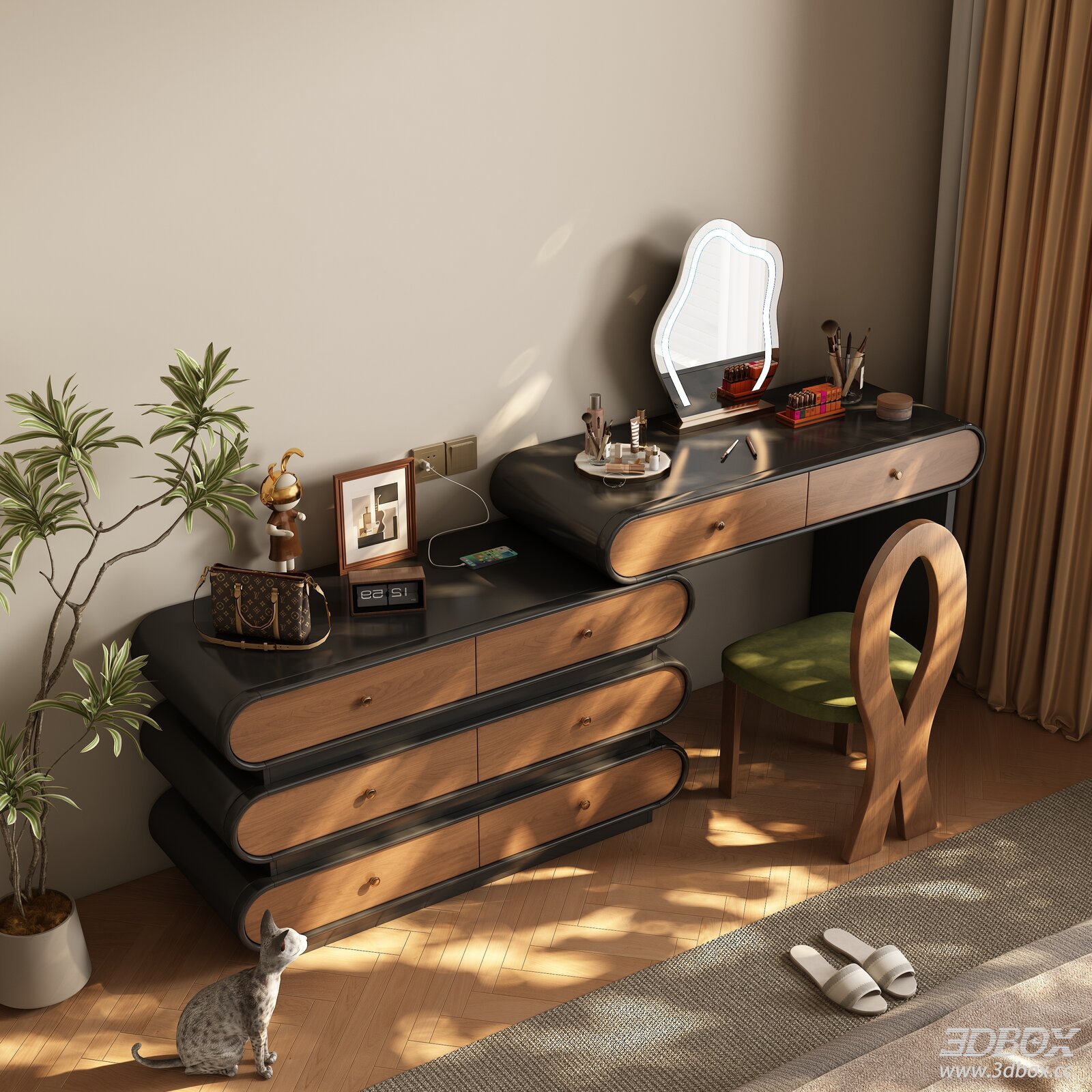 Modern Bedroom Dressing Table and Chair Set