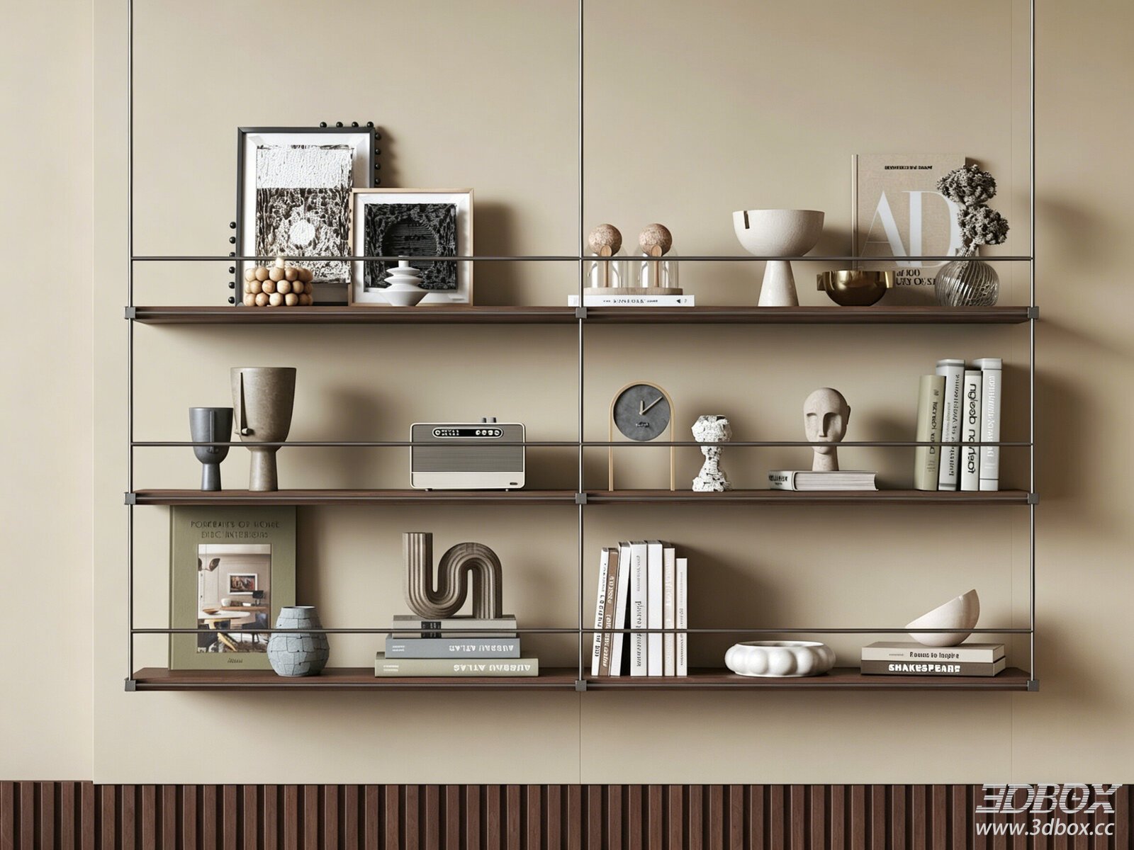 Modern Glass - Wooden Cabinet with Decorations