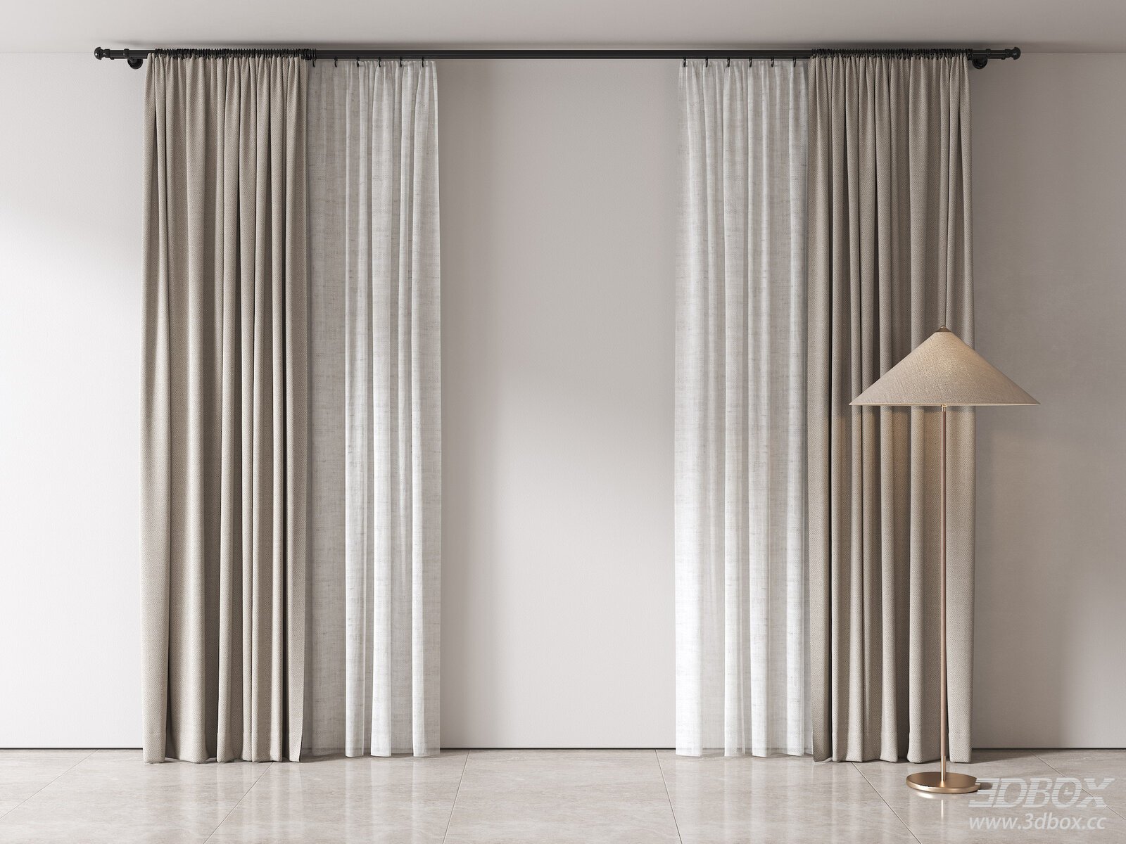 Modern Curtain and Floor Lamp Scene