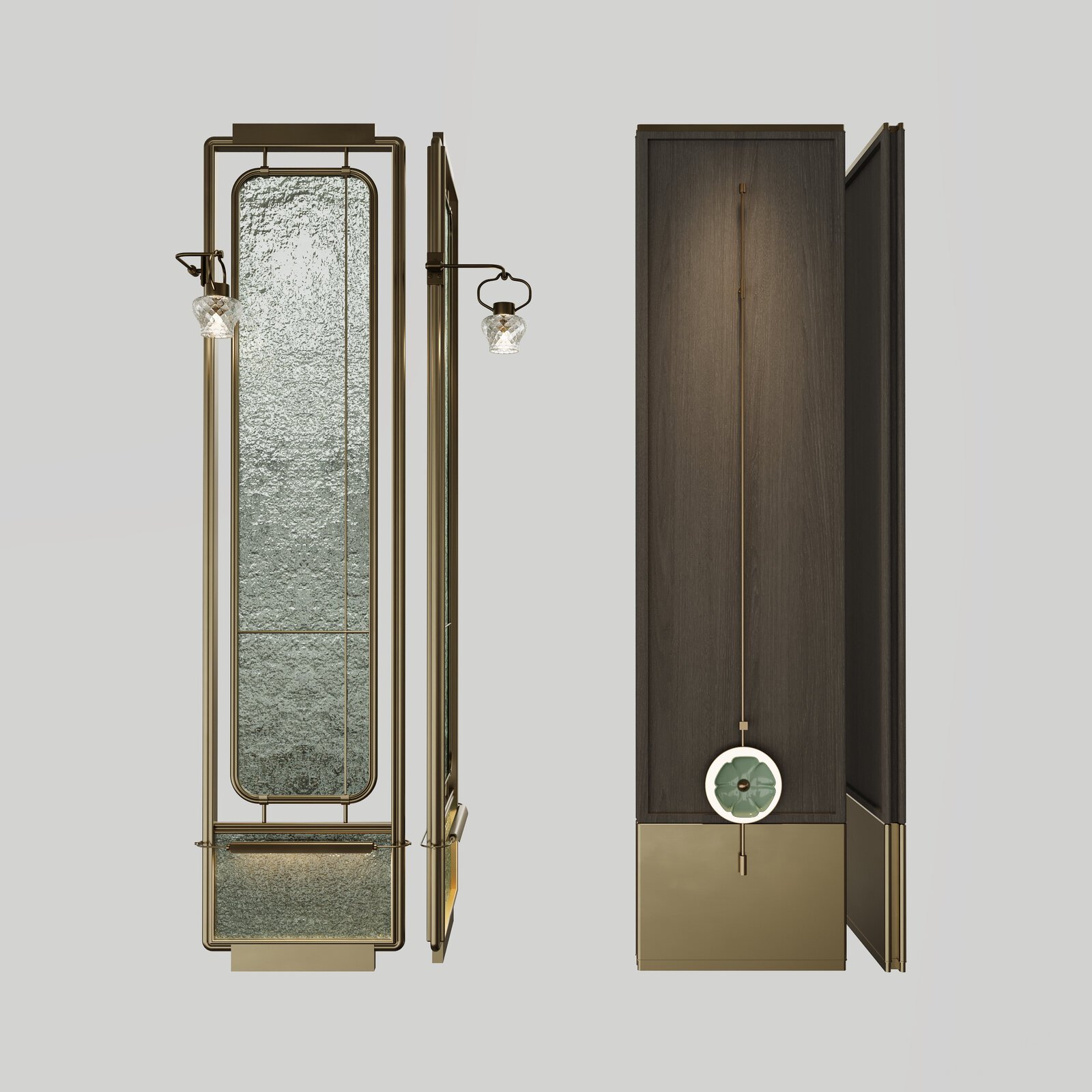 Elegant Metal - Glass - Wood Cabinet