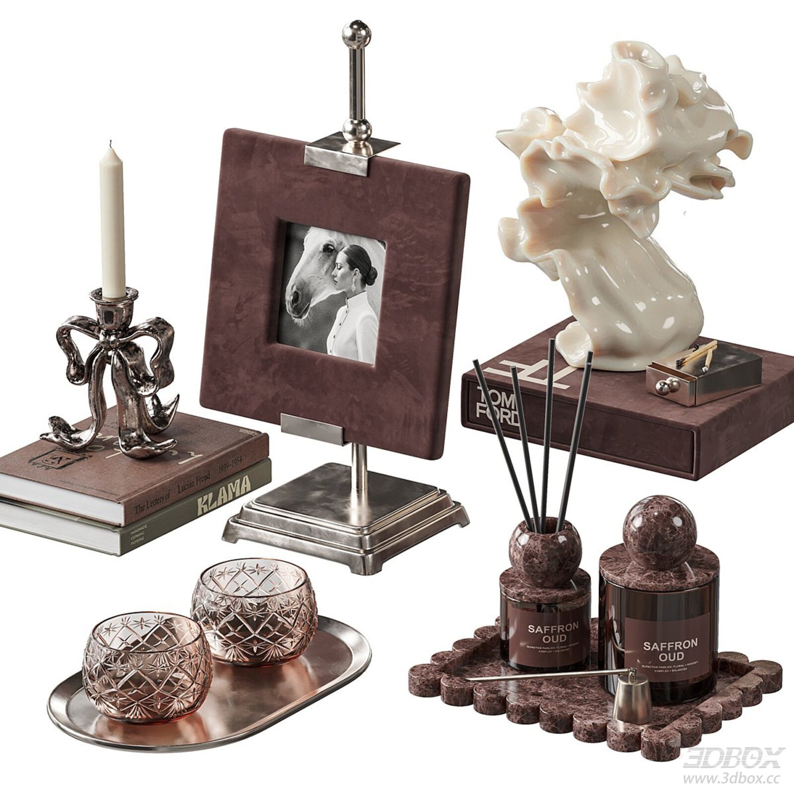 Modern Decorative Set with Frame, Sculpture and Vase