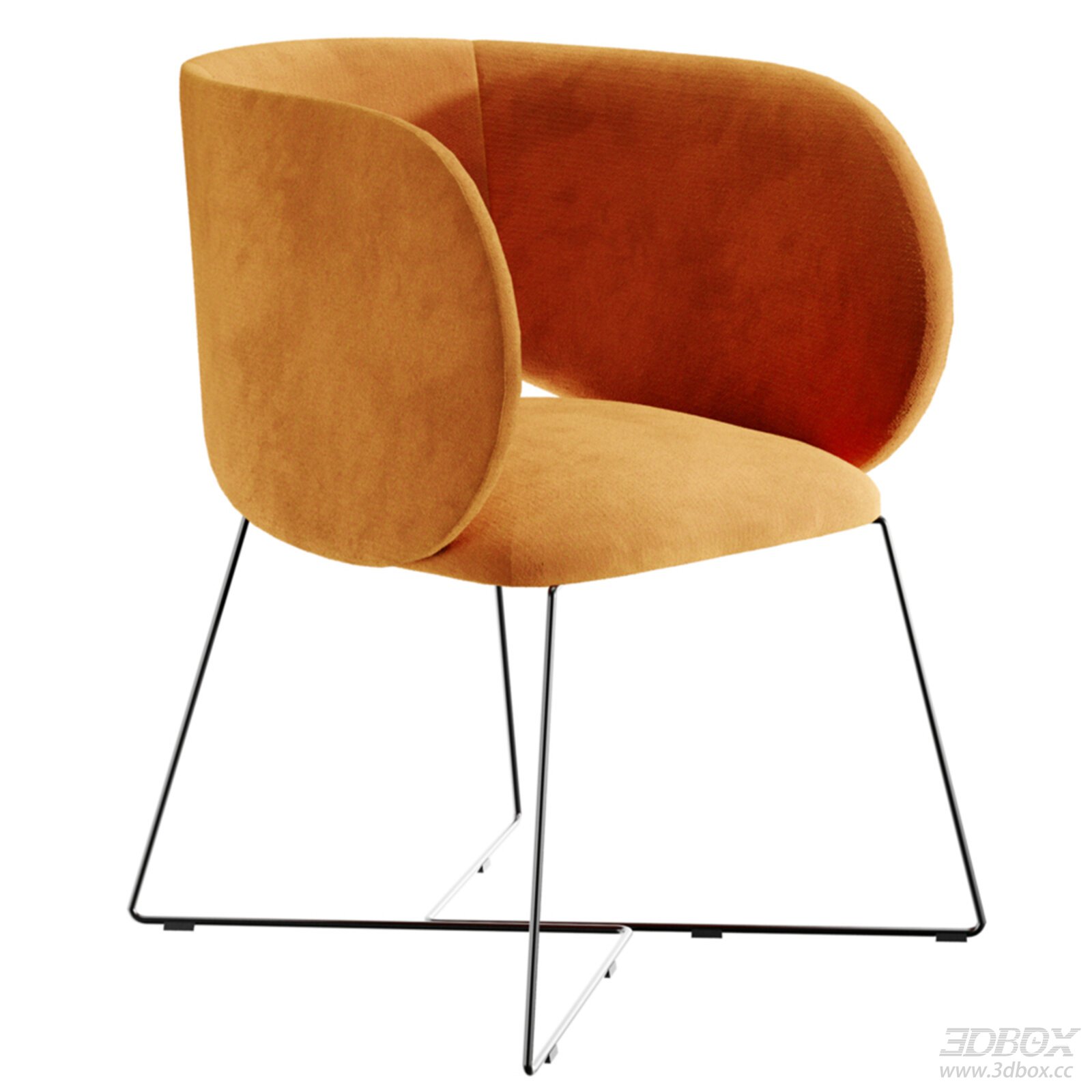 Modern Fabric Armchair with Metal Legs