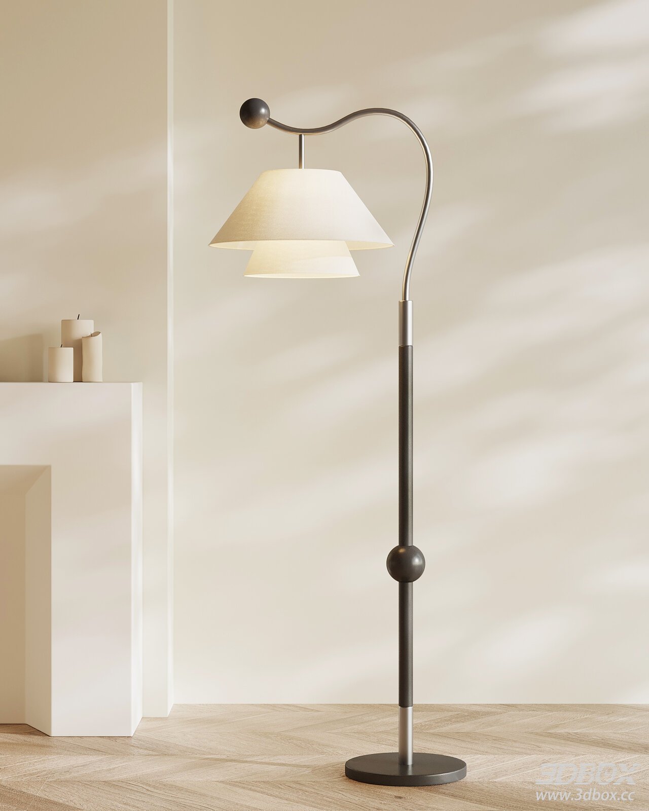 Modern Floor Lamp with Metal and Fabric