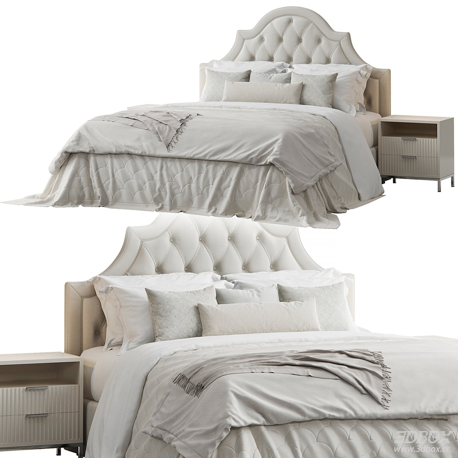 Modern Double Bed with Nightstands
