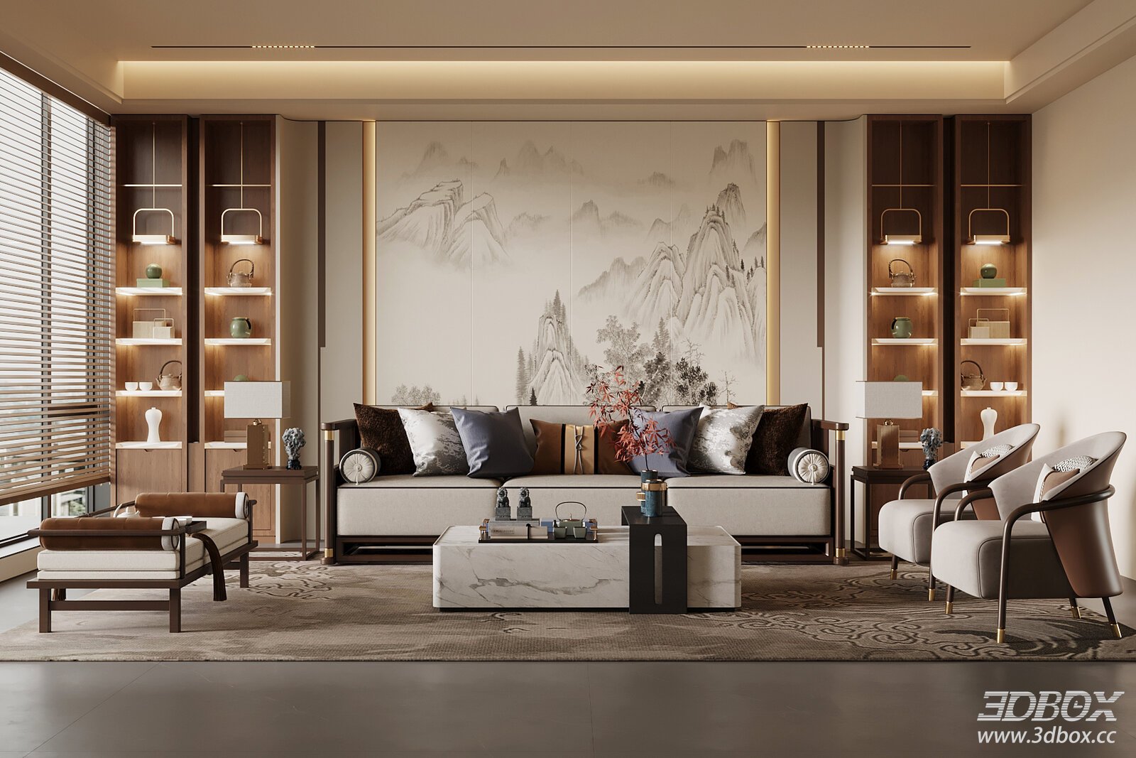 Modern Living Room Interior with Sofa Set and Decor