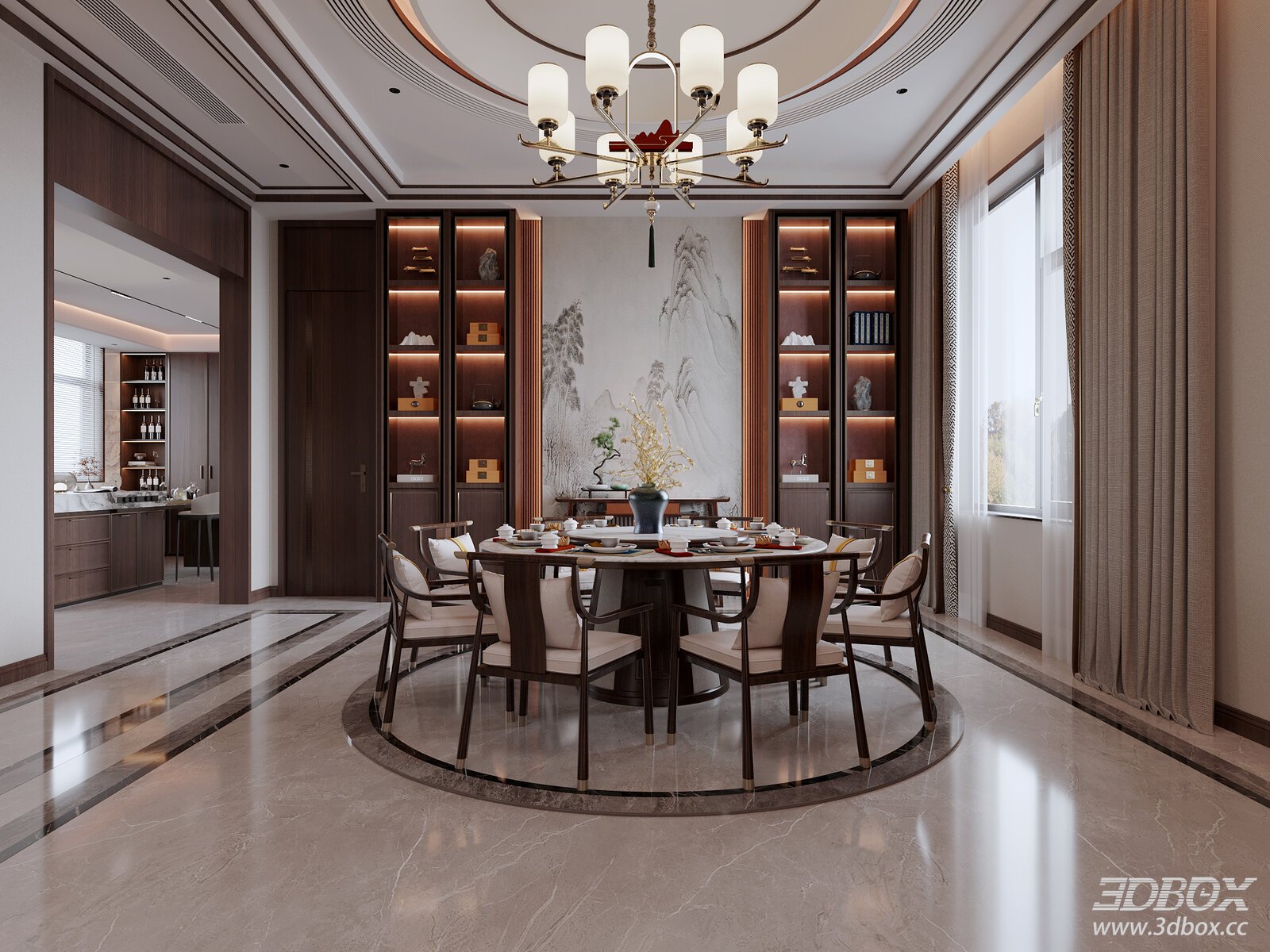 Modern Dining Room Interior with Furniture