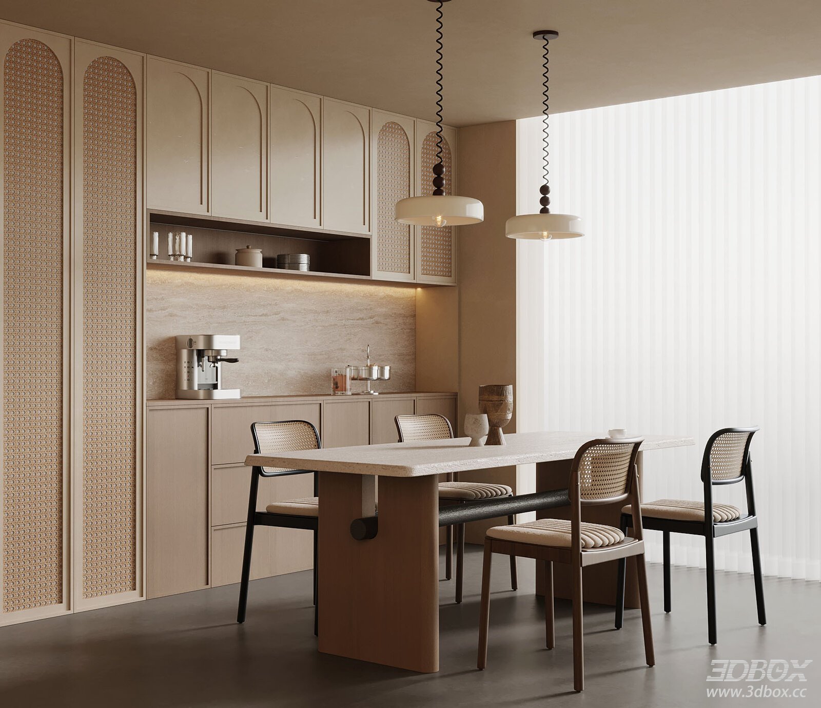 Modern Kitchen and Dining Room Interior Model