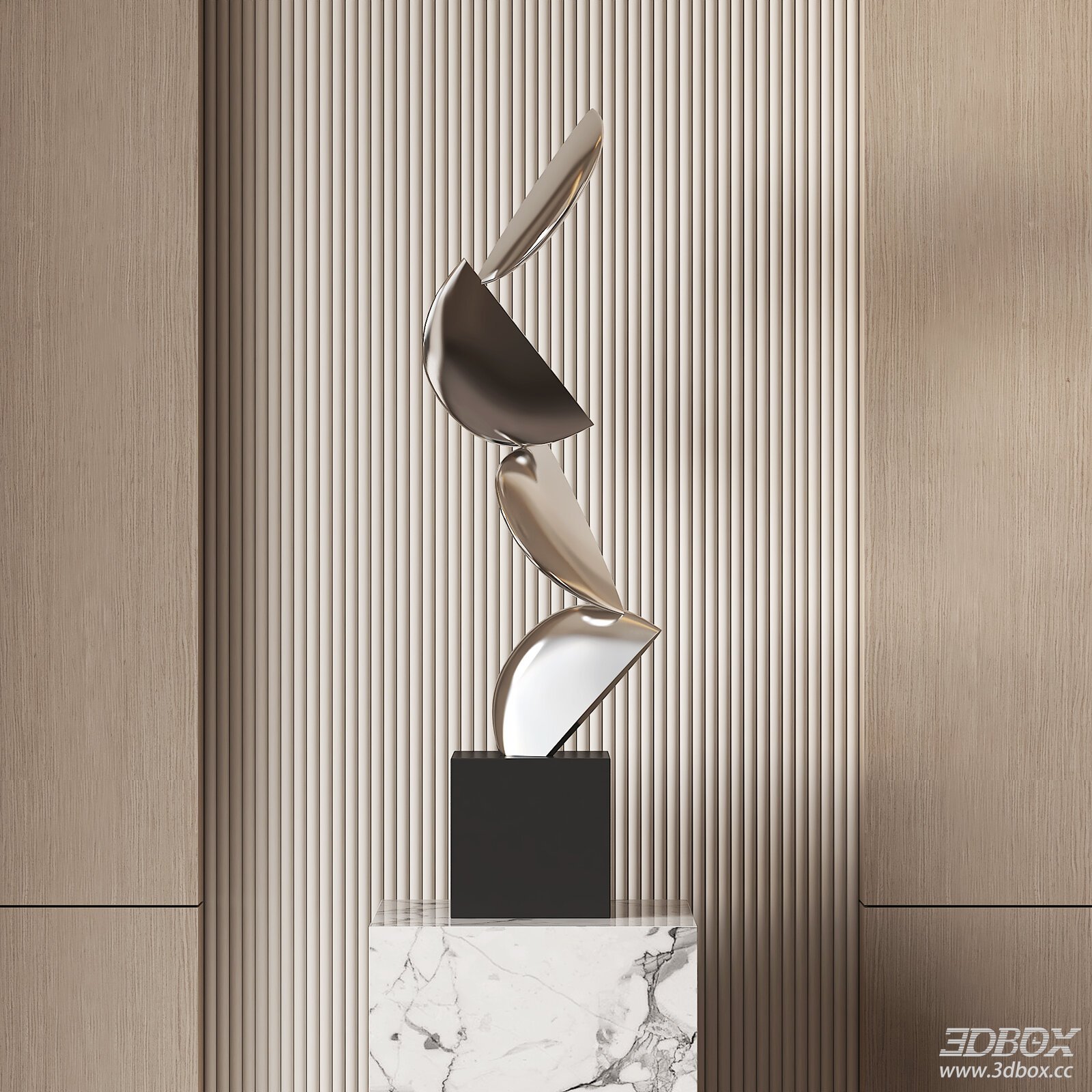Modern Metal Sculpture on Marble Base