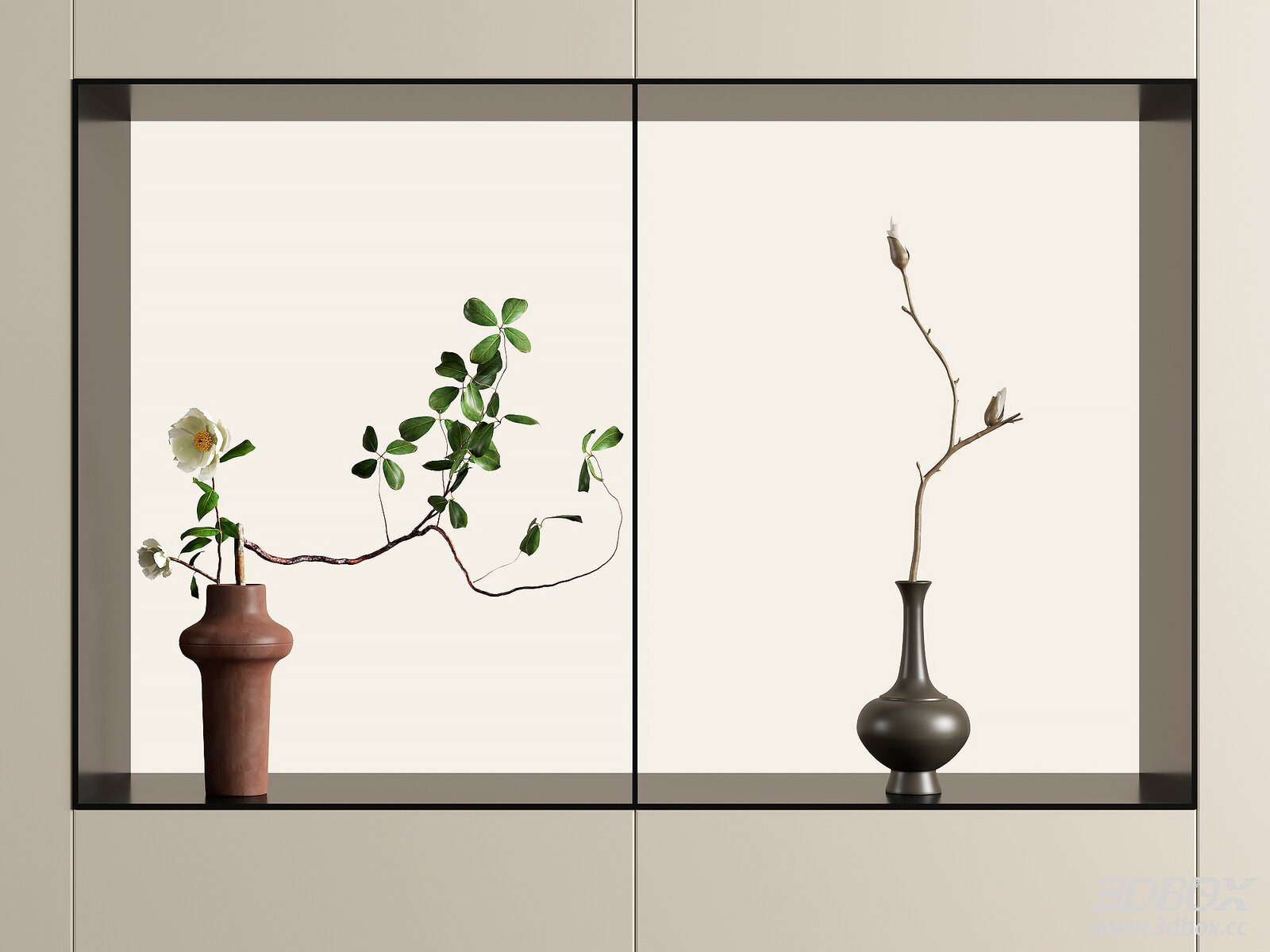 Modern Vases with Plants Decor Model