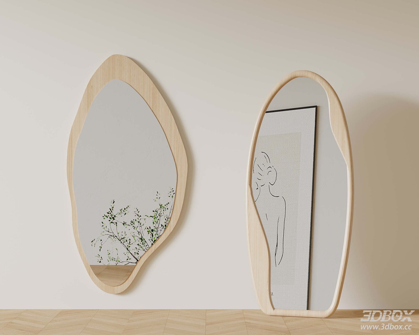 Modern Wooden Wall - mounted Mirrors