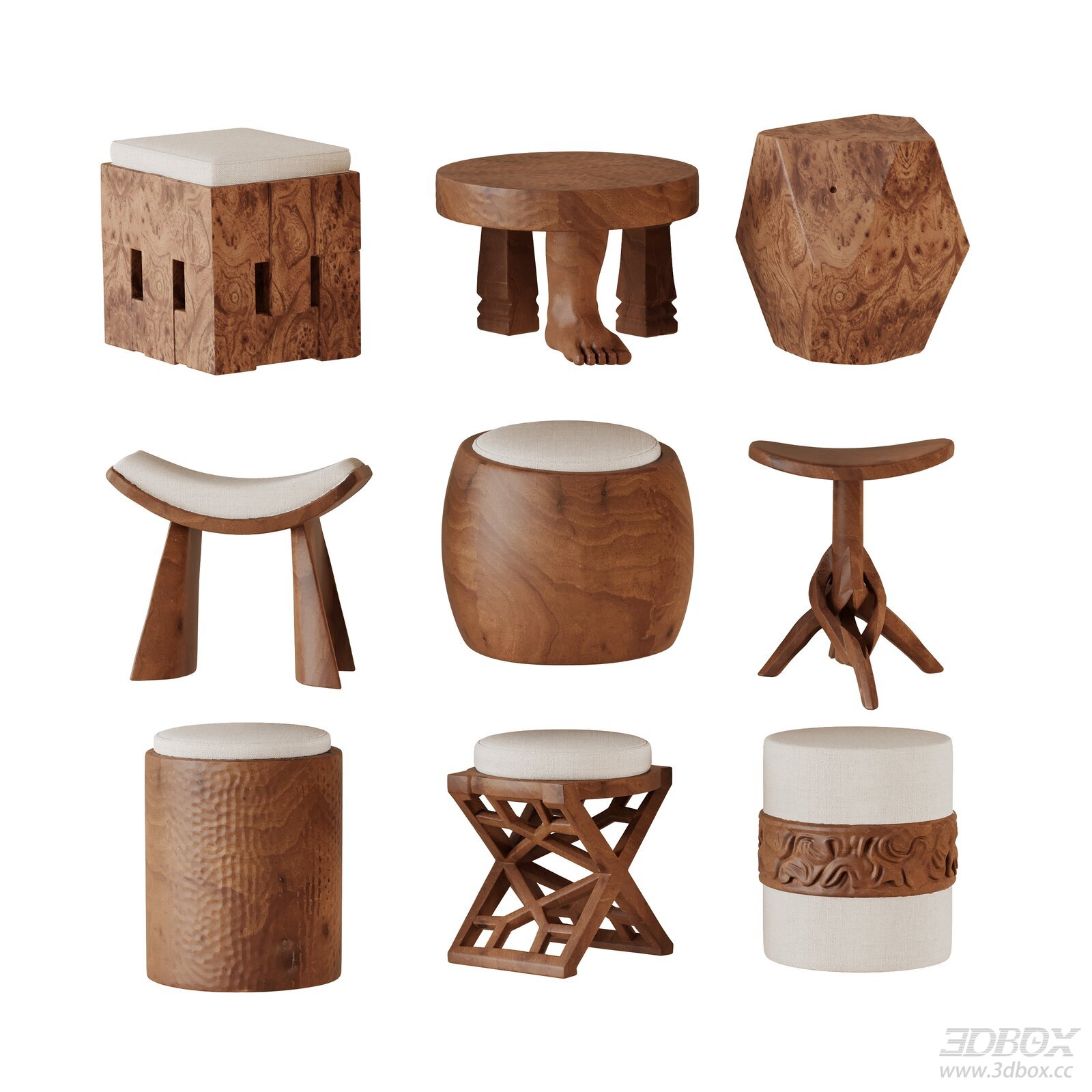 Modern Wooden Stool Set