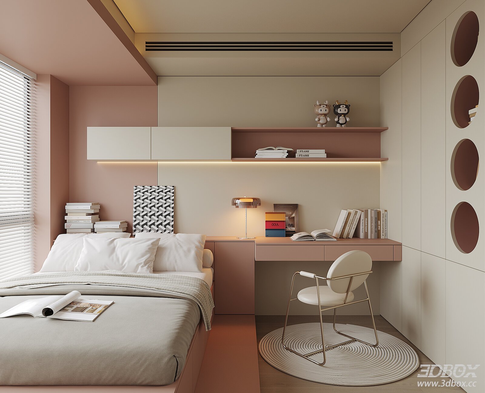 Modern Bedroom with Bed and Chair